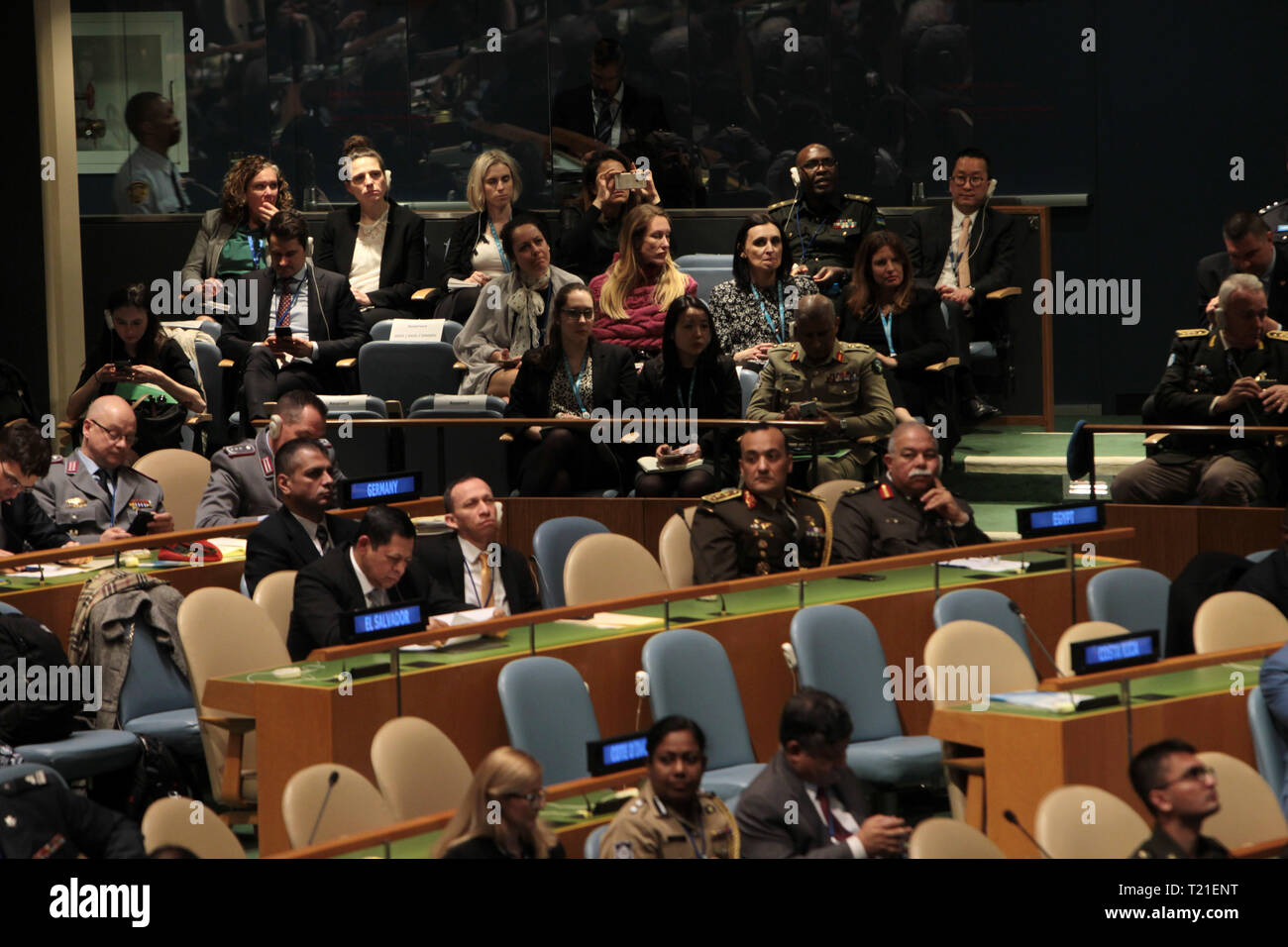 New York, NY, STATI UNITI D'AMERICA. 29 Mar, 2019. L'attrice/filantropo/UNHCR Inviato Speciale Angelina Jolie keynotes le operazioni di mantenimento della pace delle Nazioni Unite Ministerial-Uniformed Capablities Performance & azione di protezione per il mantenimento della pace in Assemblea Generale Hall il 29 marzo 2019 a New York City. Credito: Mpi43/media/punzone Alamy Live News Foto Stock