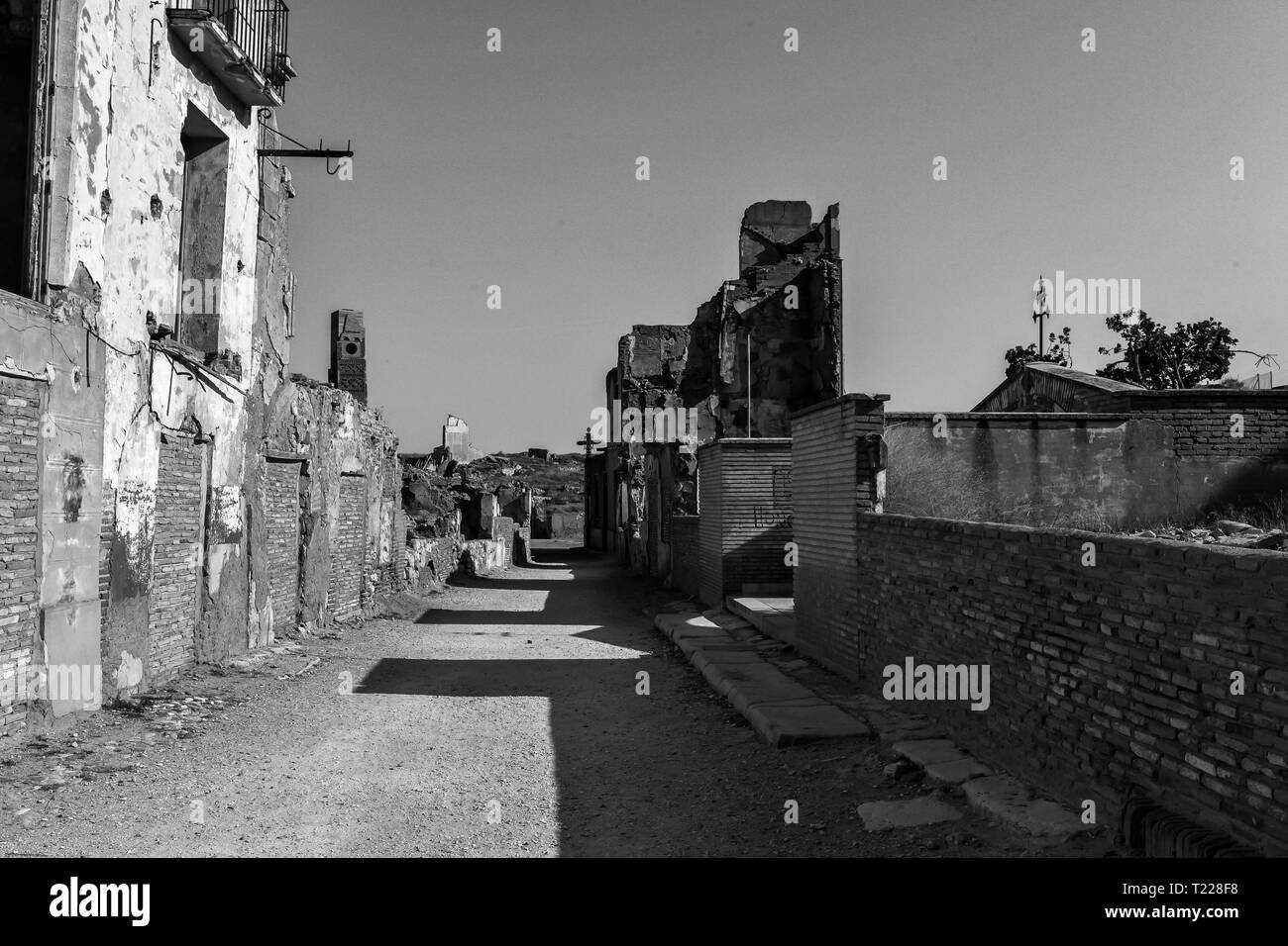 I resti di una città in Aragona che era stato completamente distrutto durante la guerra civile spagnola - Belchite - Spagna Foto Stock