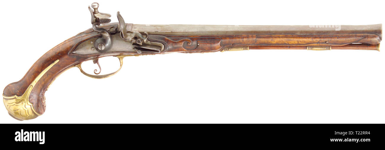 Piccole armi, pistole, flintlock pistola calibro 16 mm, Italia, XVIII secolo, Additional-Rights-Clearance-Info-Not-Available Foto Stock
