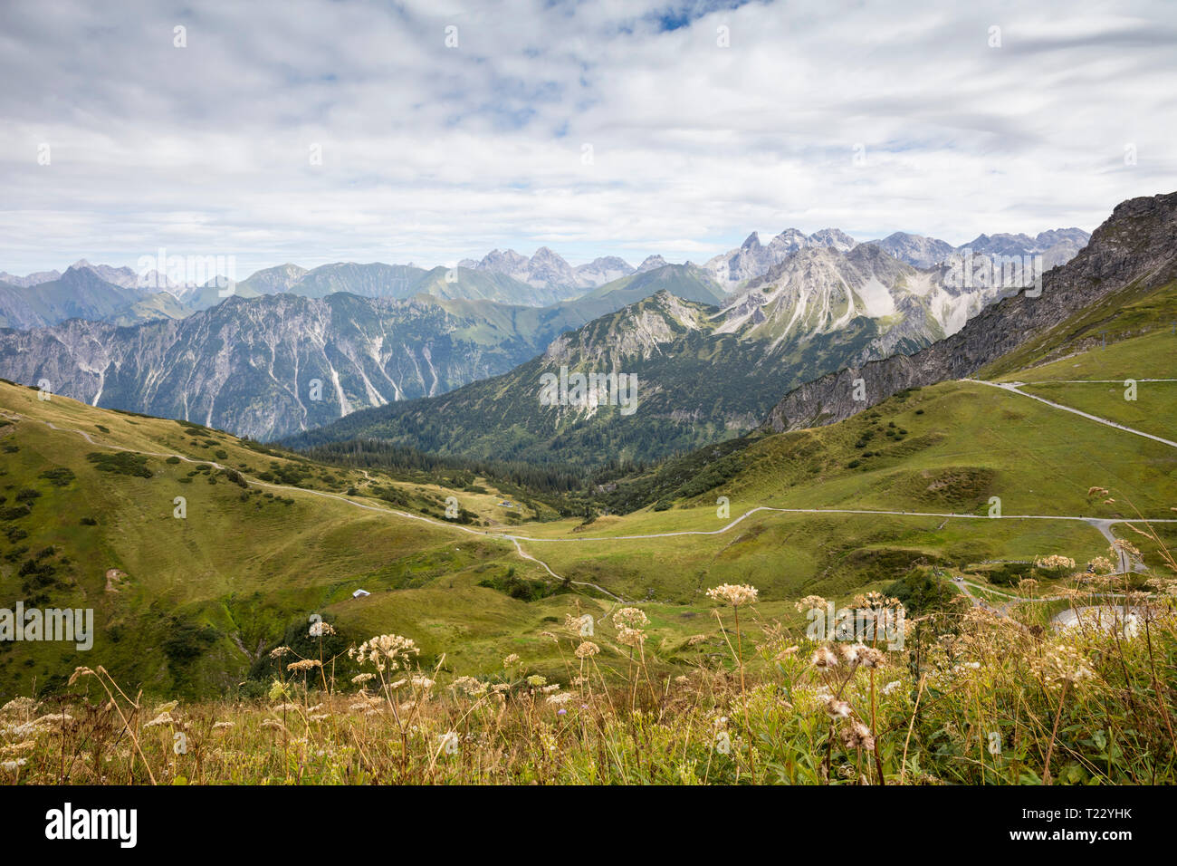 In Germania, in Baviera, Allgaeu, Allgaeu Alpi, vista dalla stazione a monte Kanzelwand Foto Stock
