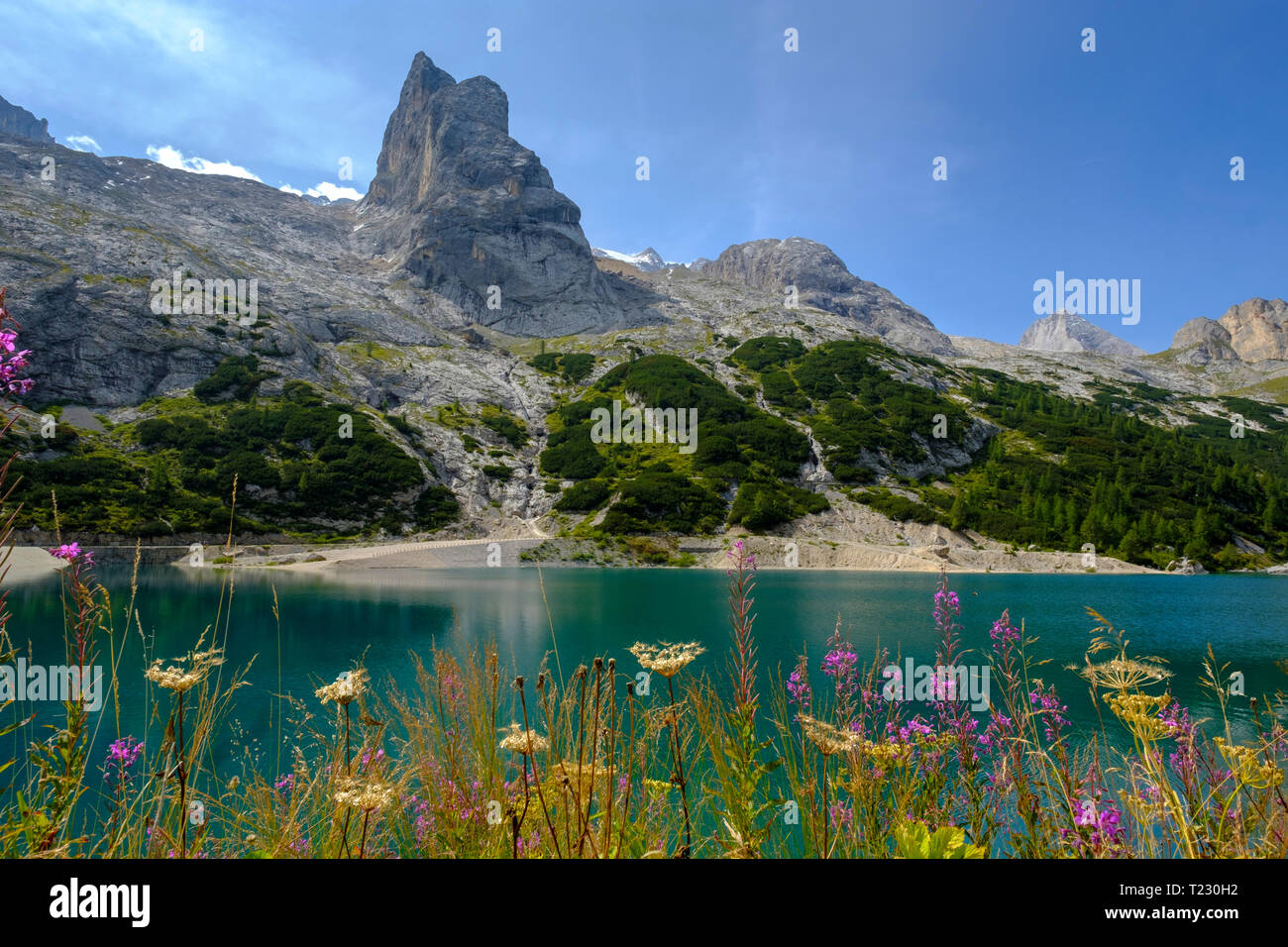 L'Italia, Alto Adige, Dolomiti, Marmolada, Lago di Fedaia Foto Stock