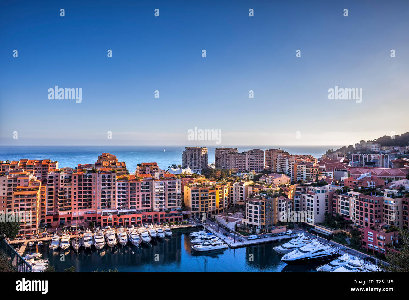 Principato di Monaco, Monaco, Montecarlo, Fontvieille, Port de Fontvieille Foto Stock