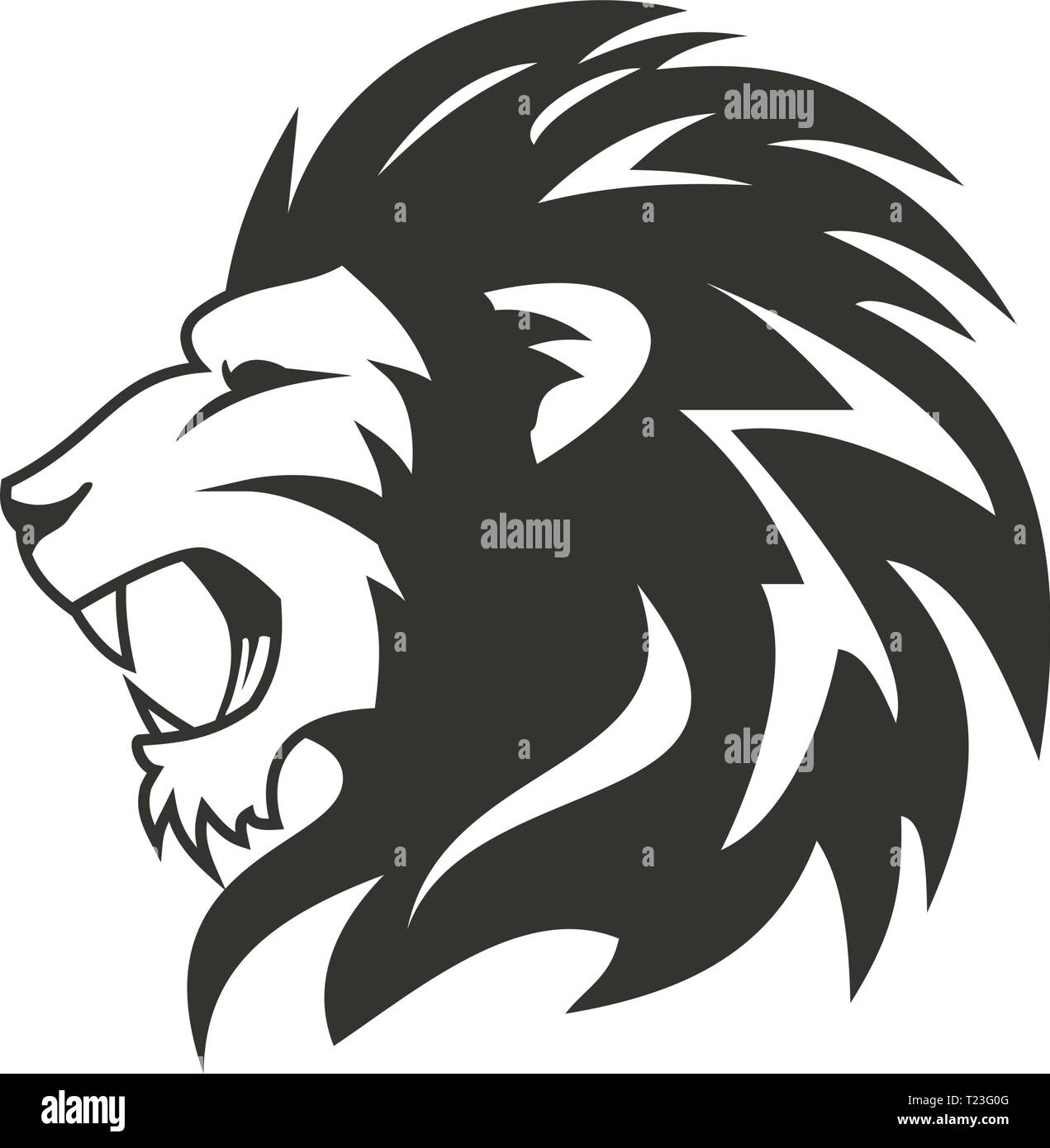 Leone araldico logo design. Illustrazione Vettoriale