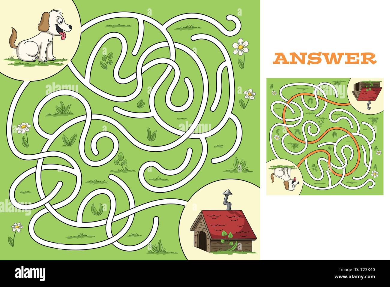 Divertente Gioco Di Cartoni Animati Per I Bambini Con La Soluzione Illustrazione Vettoriale Con Strati Separati Immagine E Vettoriale Alamy