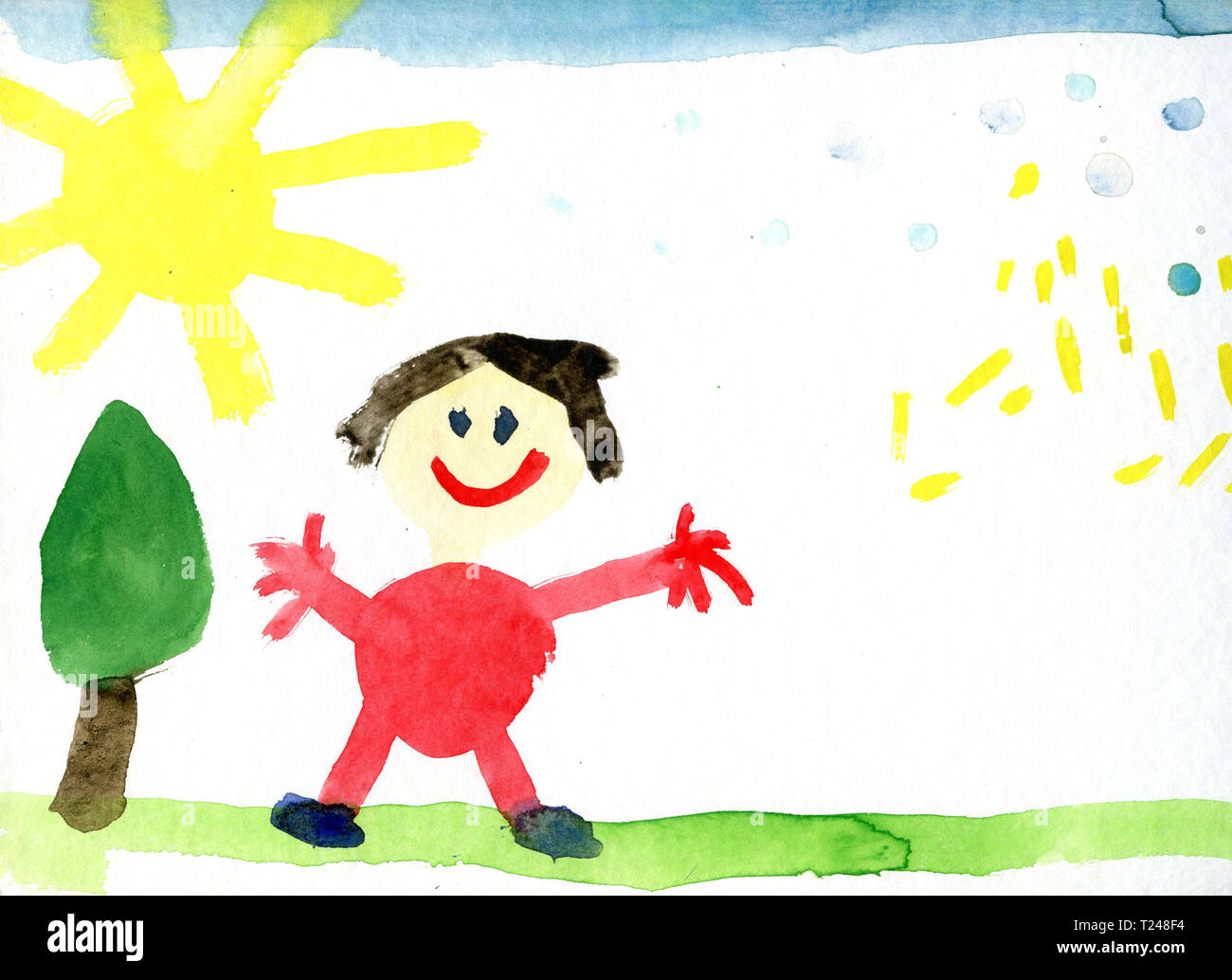 Disegno per bambini di umano felice Foto Stock