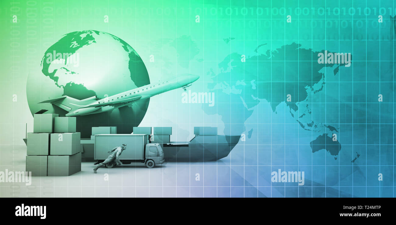 Della Catena Logistica collegata attraverso il trasporto come concetto Foto Stock