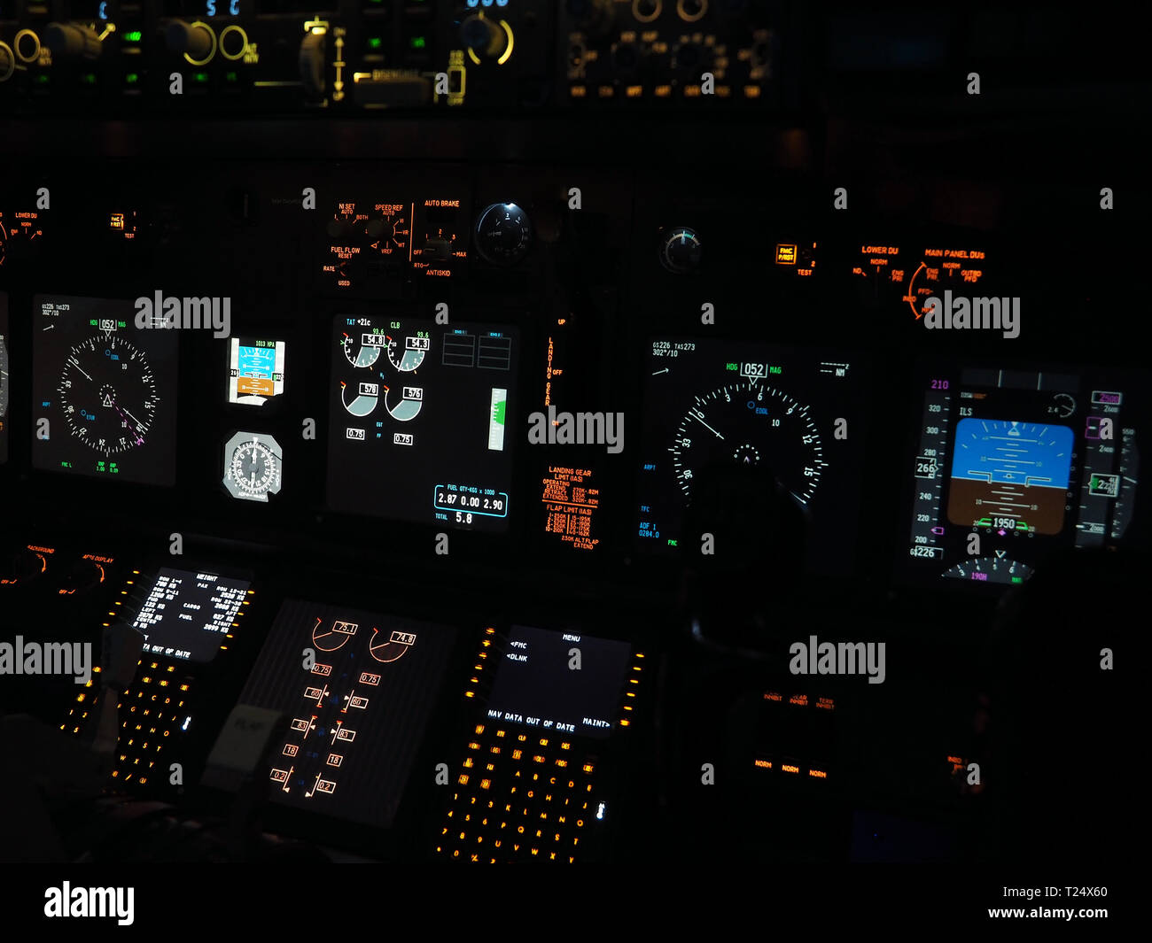 Il cockpit di un Boeing 737 del simulatore di volo in Moenchengladbach, Germania Foto Stock