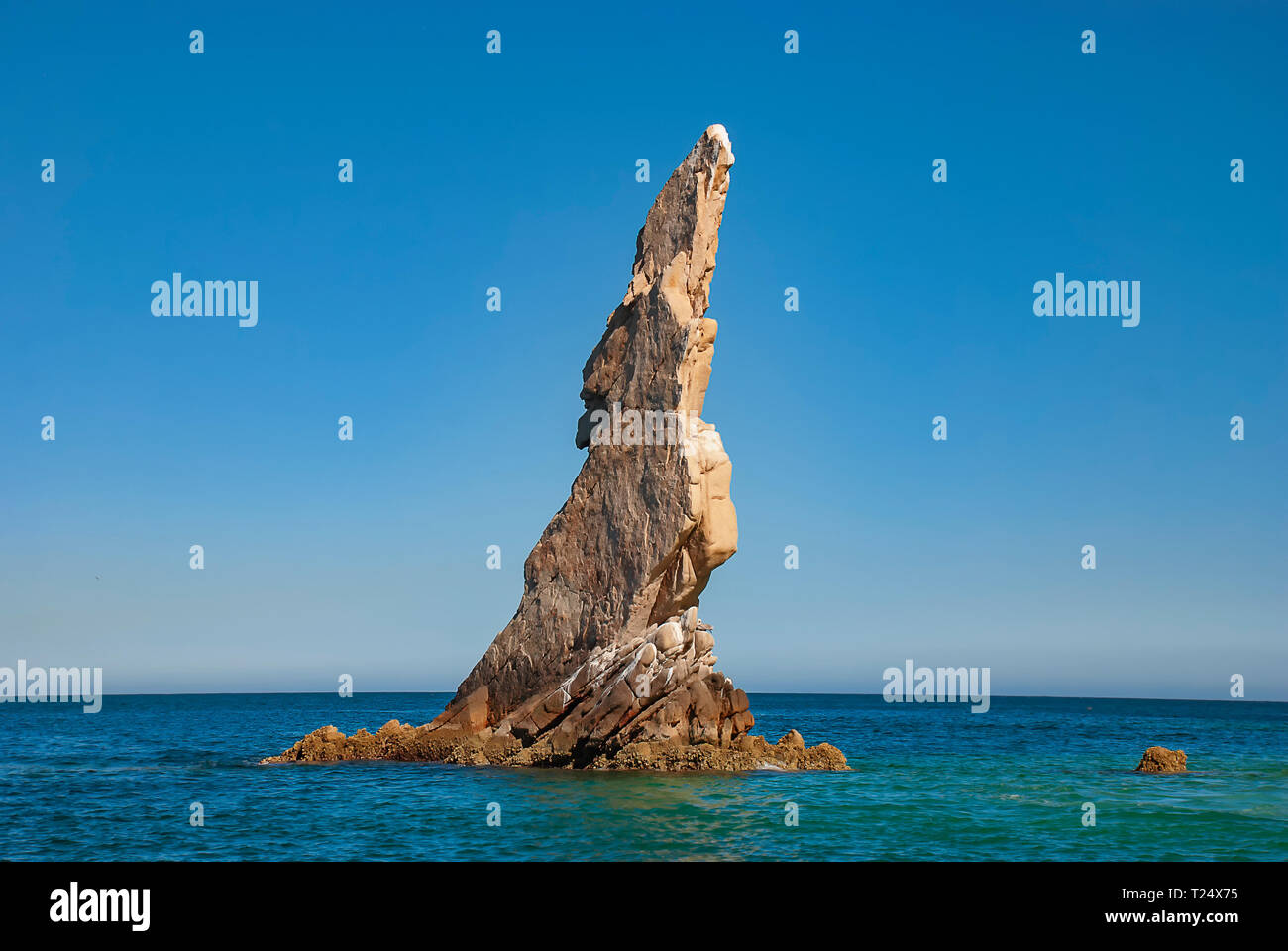 Neptunes dito è formazione di roccia che è facile da individuare lungo le scogliere al di fuori della marina in Cabo San Lucas, Messico Foto Stock