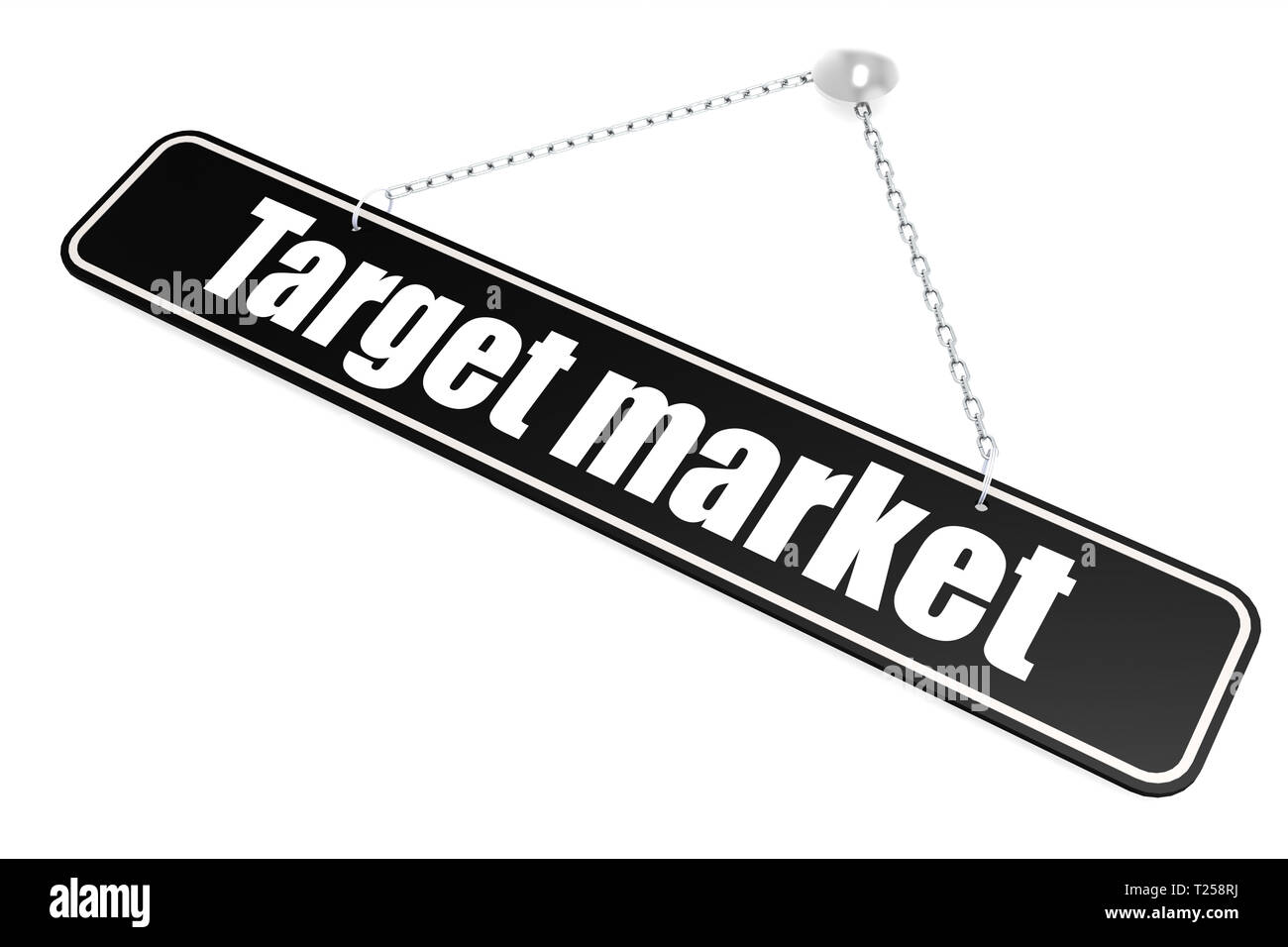 Target di mercato parola appendere il banner sul muro, rendering 3D Foto Stock