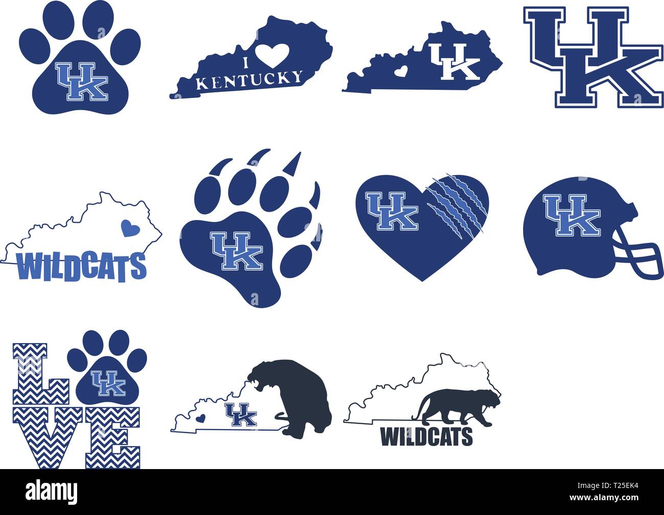 Impostare per i tifosi della squadra Wildcats, Kentucky. Illustrazione Vettoriale