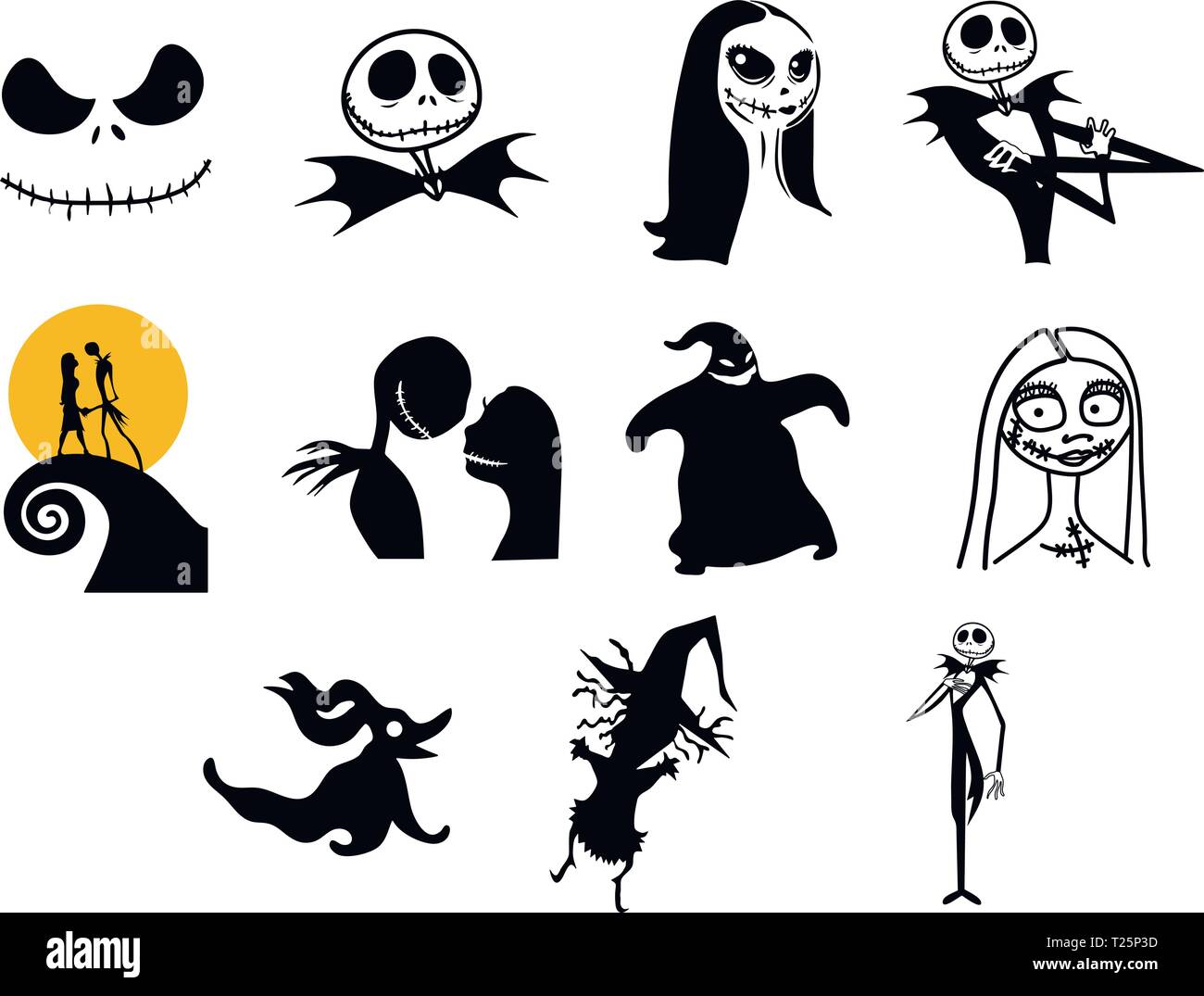 Nightmare Before Christmas. Clipart Halloween Jack Skellington. Illustrazione Vettoriale
