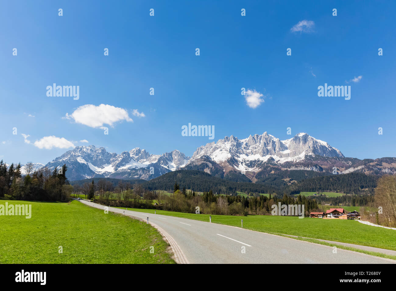 Austria, Tirolo, Going am Wilden Kaiser, Wilder Kaiser, Kaiser Montagne Foto Stock