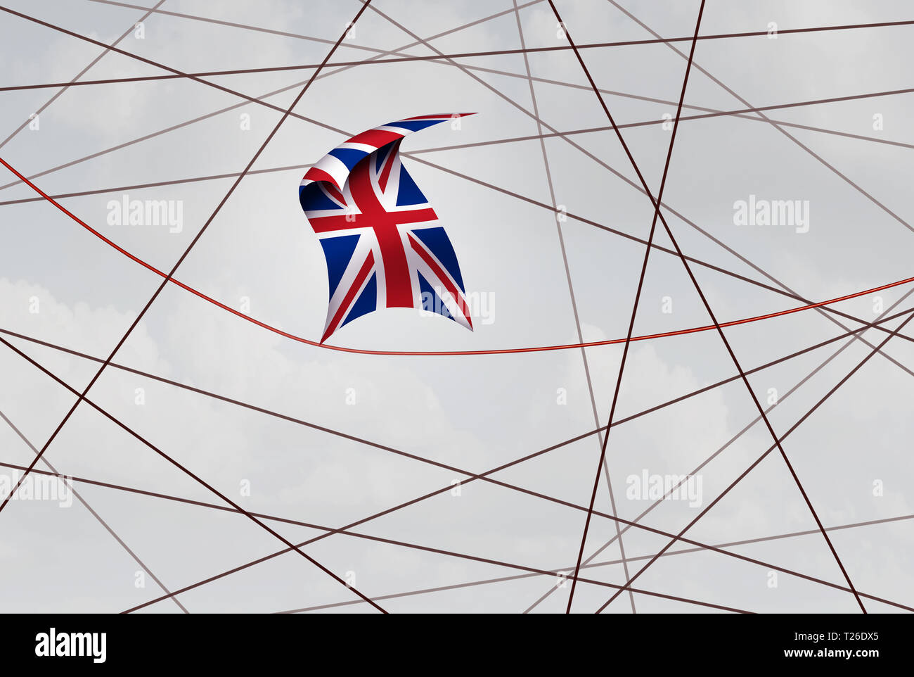 Regno Unito brexit trattare crisi e British incertezza politica o la Gran Bretagna referendum elettorale e votare in un 3D illustrazione dello stile. Foto Stock