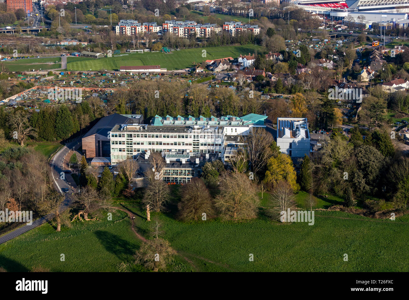 Bower Ashton - Campus in città - UWE Bristol. Bristol dall'aria. Foto Stock