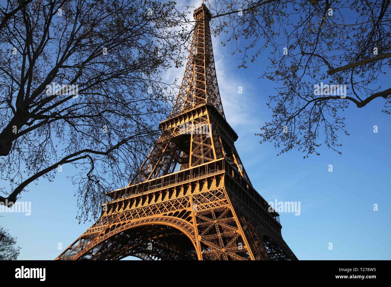 Parigi, Francia. 30 Mar, 2019. Foto scattata il 30 marzo 2019 mostra la  Torre Eiffel a Parigi, Francia. Una serie di eventi tra cui prestazioni, mostra  fotografica e giochi di avventura si