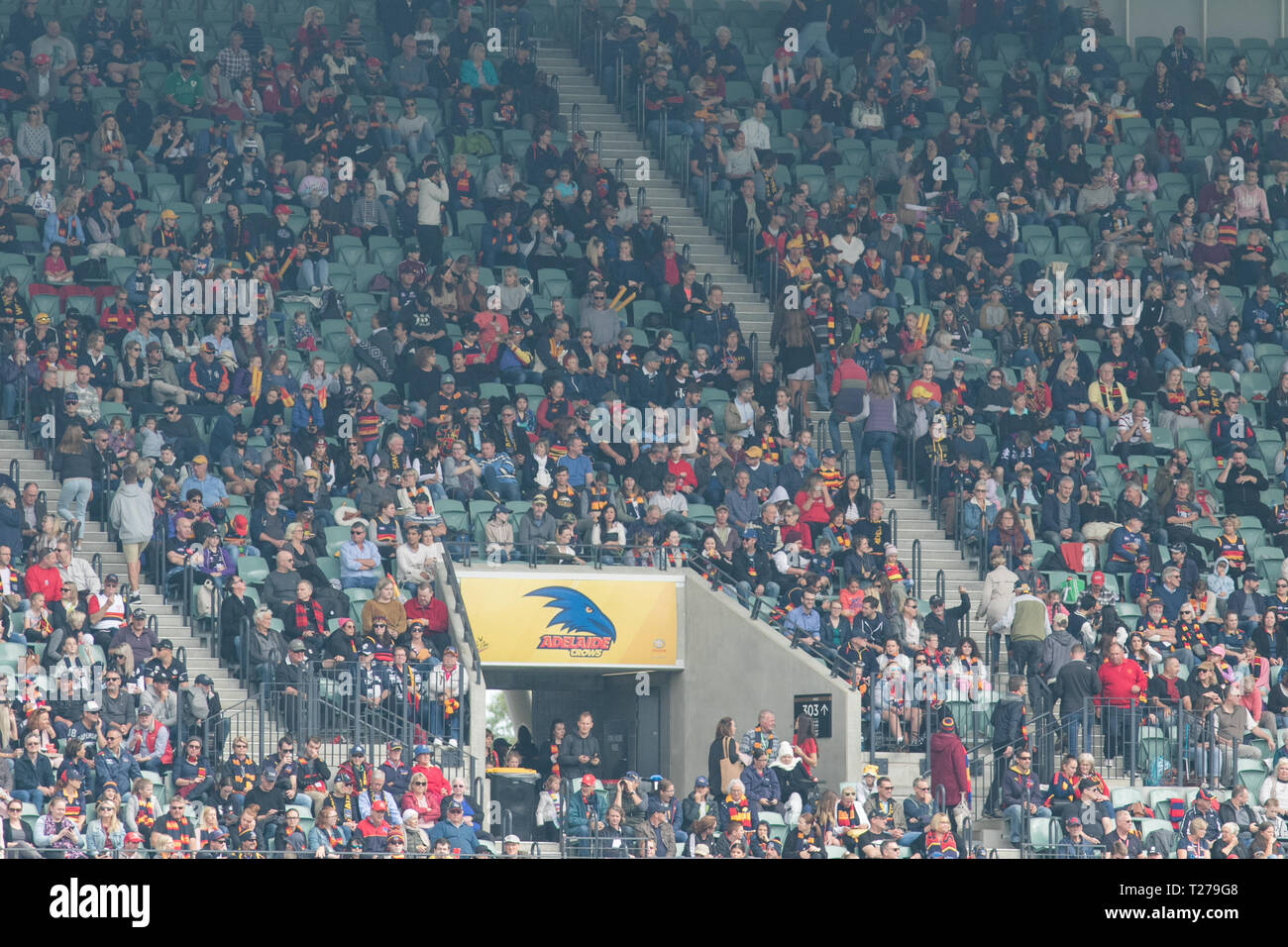 Adelaide, Australia. Il 31 marzo 2019. Migliaia di appassionati di riempire il supporto a Adelaide Oval per il 2019 AFL donna Grand Finale tra Adelaide Crows e Carlton Football Club. Il AFLW è un australiano Rules Football League per i giocatori di sesso femminile con la prima stagione del campionato è iniziato nel febbraio 2017. Credito: amer ghazzal/Alamy Live News Foto Stock