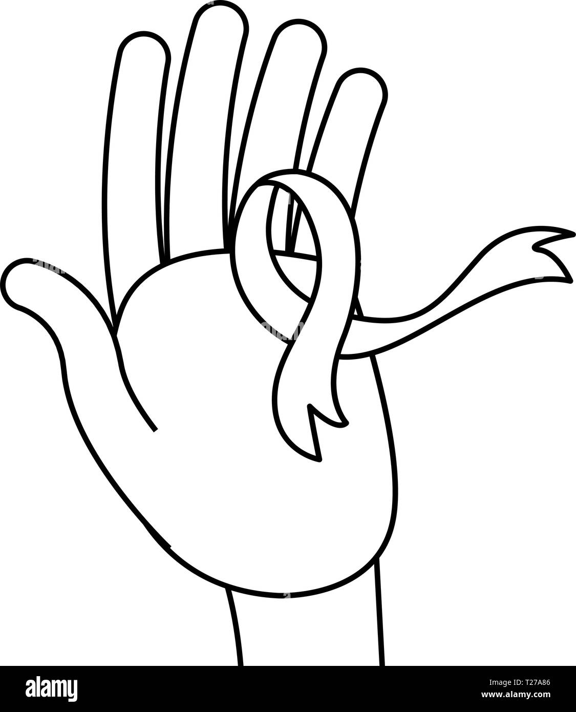 mano con nastro autismo consapevolezza giorno illustrazione vettoriale Illustrazione Vettoriale