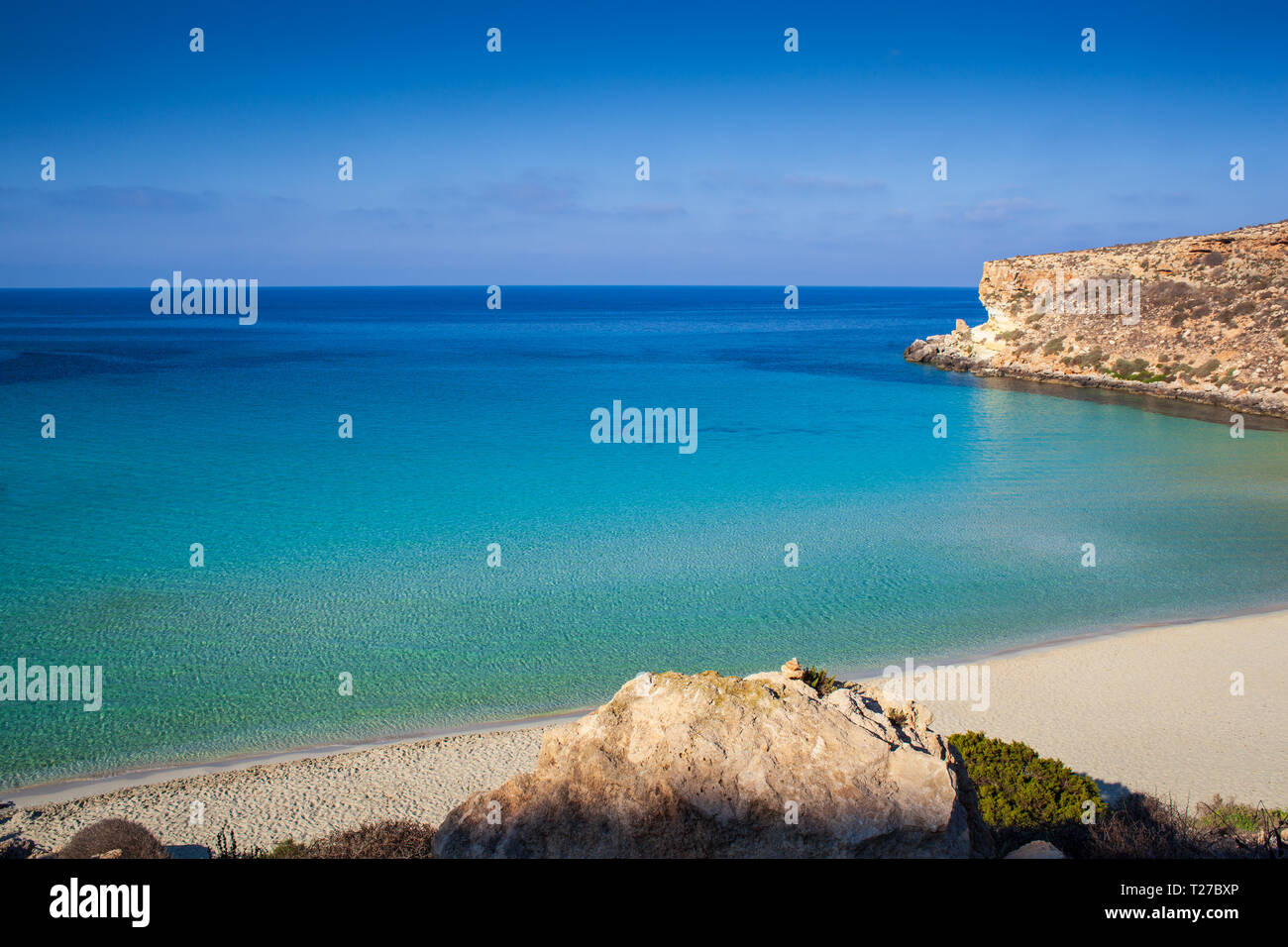 Vista Del Più Famoso Luogo Di Mare Di Lampedusa è