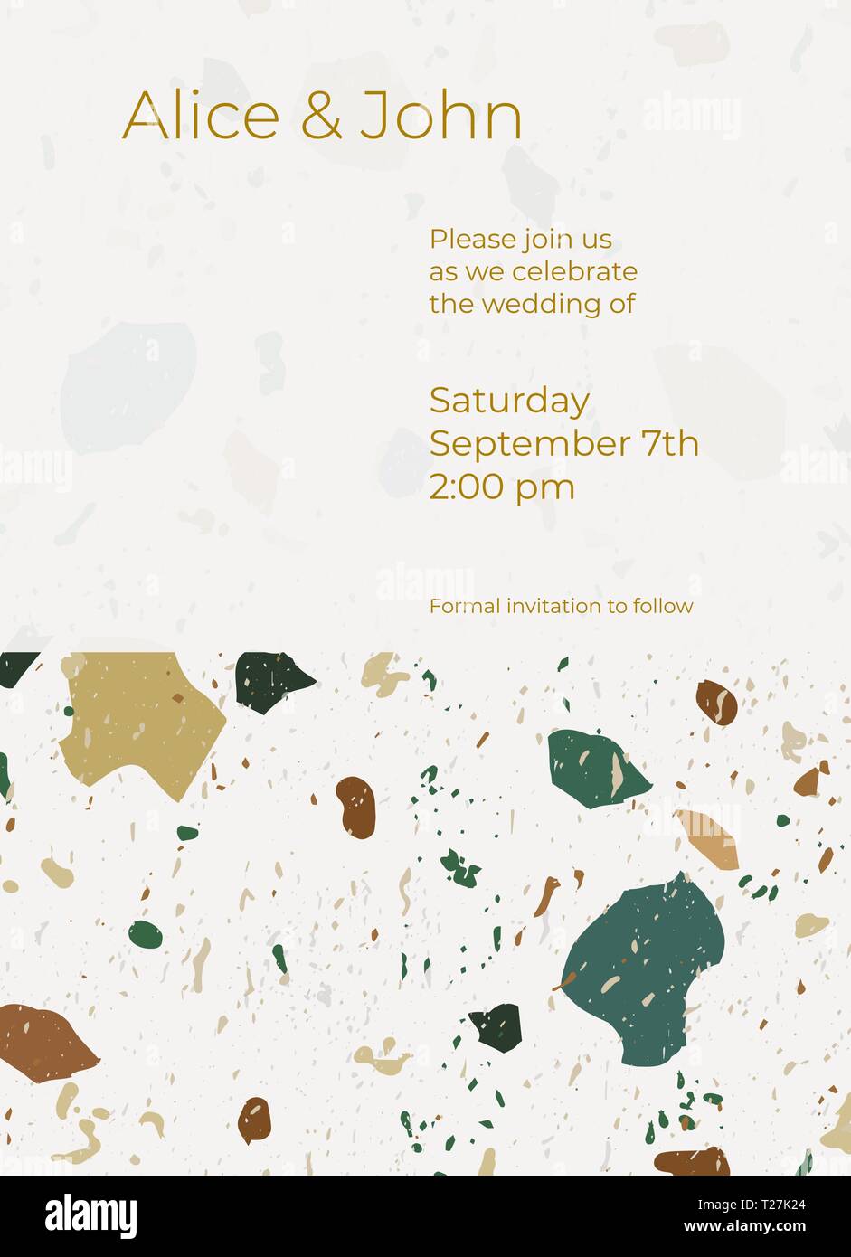 Salvare la data del modello di scheda con marmo Terrazzo Illustrazione Vettoriale