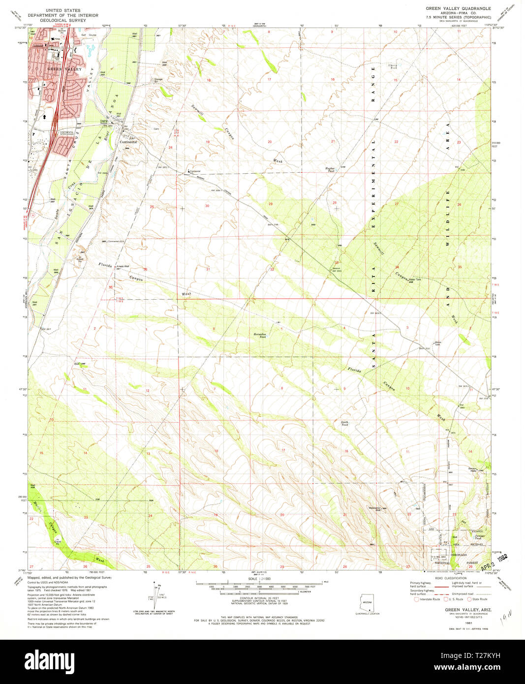 USGS TOPO Map Arizona AZ verde valle 311573 1981 24000 Restauro Foto Stock