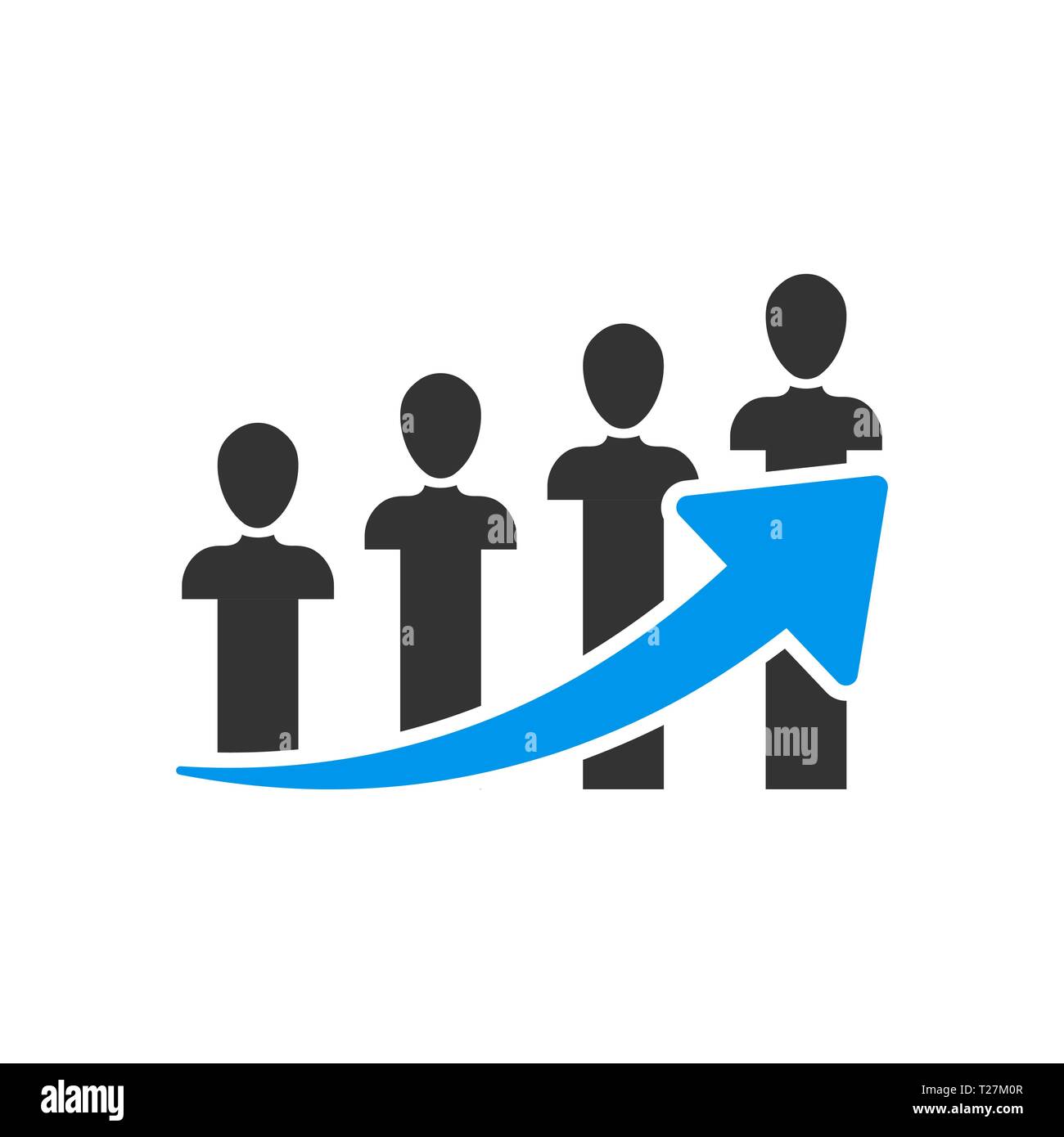 Icona di prestazioni in stile appartamento. Carriera illustrazione vettoriale bianco su sfondo isolato. Persone con la freccia la concezione di business. Illustrazione Vettoriale