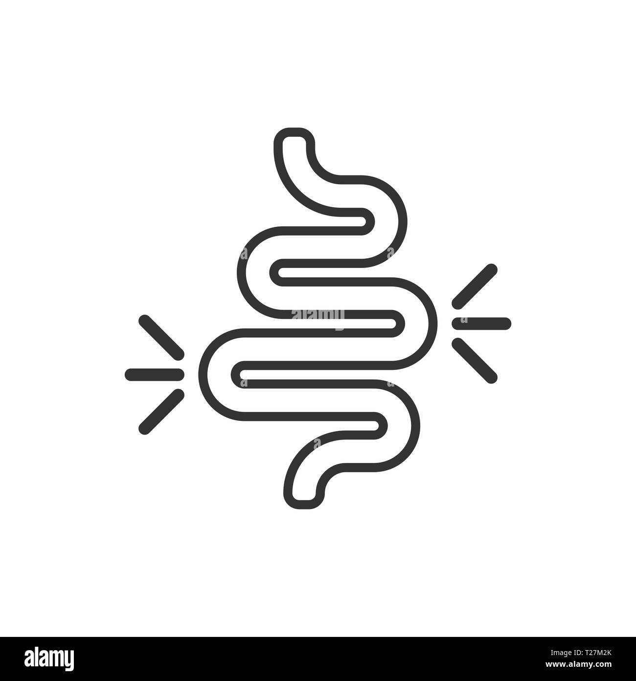 Gut costipazione icona in stile appartamento. La colite illustrazione vettoriale bianco su sfondo isolato. Stomaco la concezione di business. Illustrazione Vettoriale