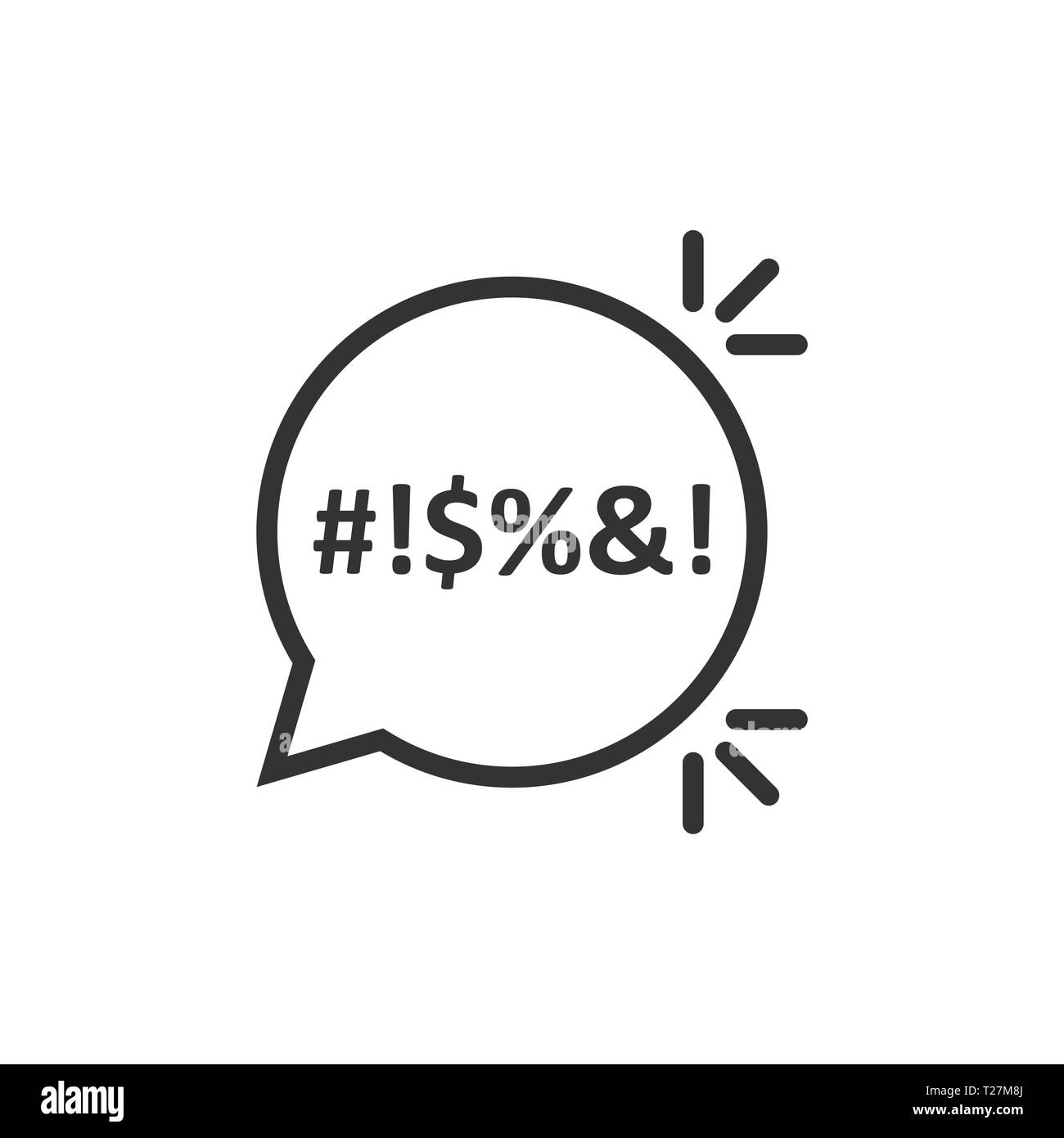 Gridare discorso bolla icona in stile appartamento. Si lamentano illustrazione vettoriale bianco su sfondo isolato. Arrabbiato emozione la concezione di business. Illustrazione Vettoriale