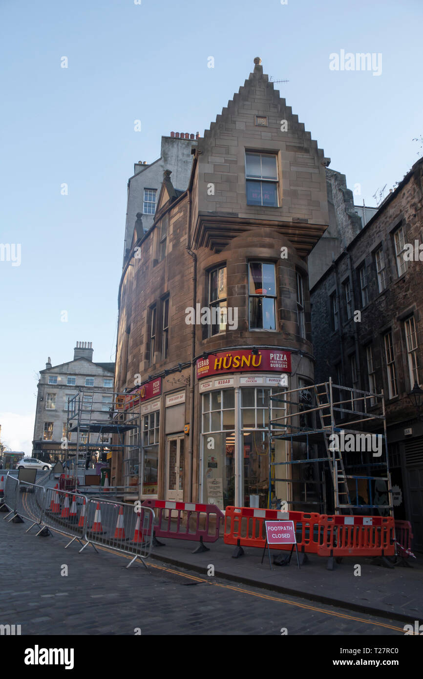 Hüsnü un fake Kebab Shop costruito a Edimburgo per vendicatori: Infinity riprese di guerra. Foto Stock