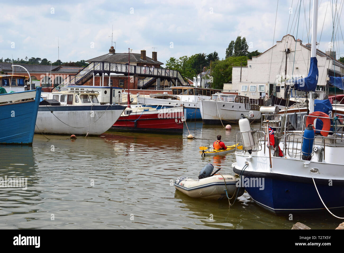 Tidemill Yacht Harbour, Woodbridge, Suffolk, East Anglia, England, Regno Unito Foto Stock