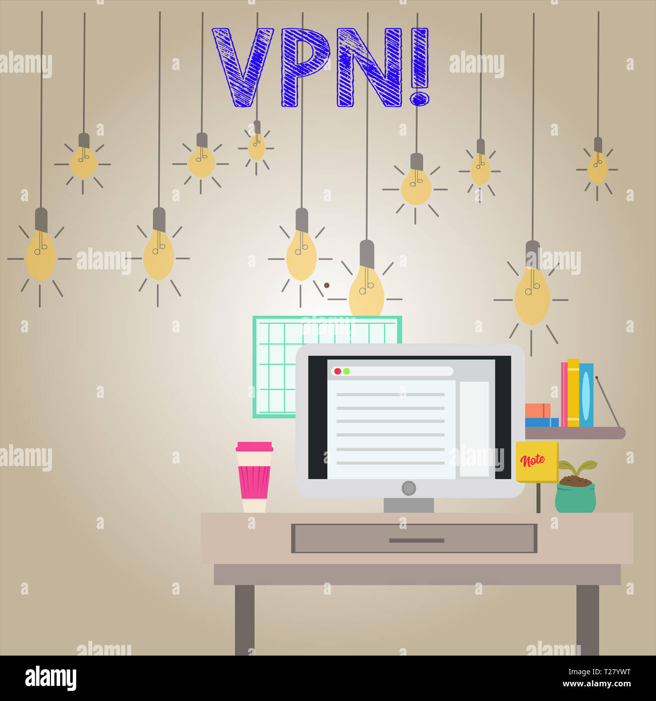 La grafia la scrittura di testo VPN. Foto concettuale fissato rete privata virtuale attraverso il dominio riservati protetti foto dell'interno dello spazio di lavoro St Foto Stock