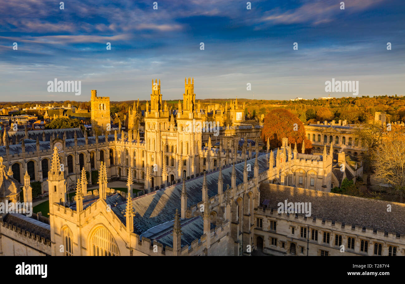Vista aerea di tutte le anime College di Oxford in Inghilterra Foto Stock