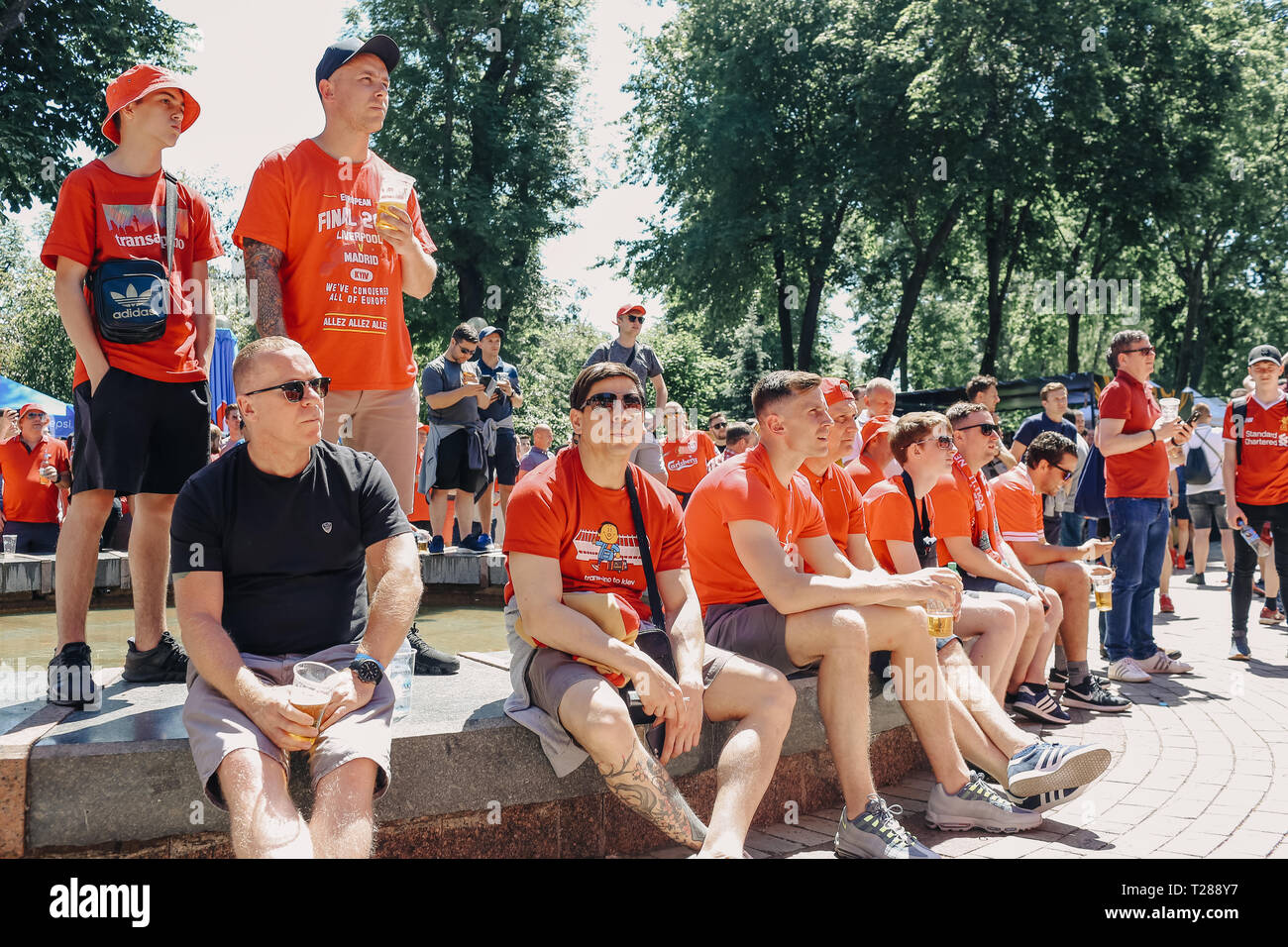 Liverpool, fan club finale di UEFA Champions League, Olimpiyskiy National Sports Complex Stadium, Kiev, UA, 26 maggio 2018 Foto Stock