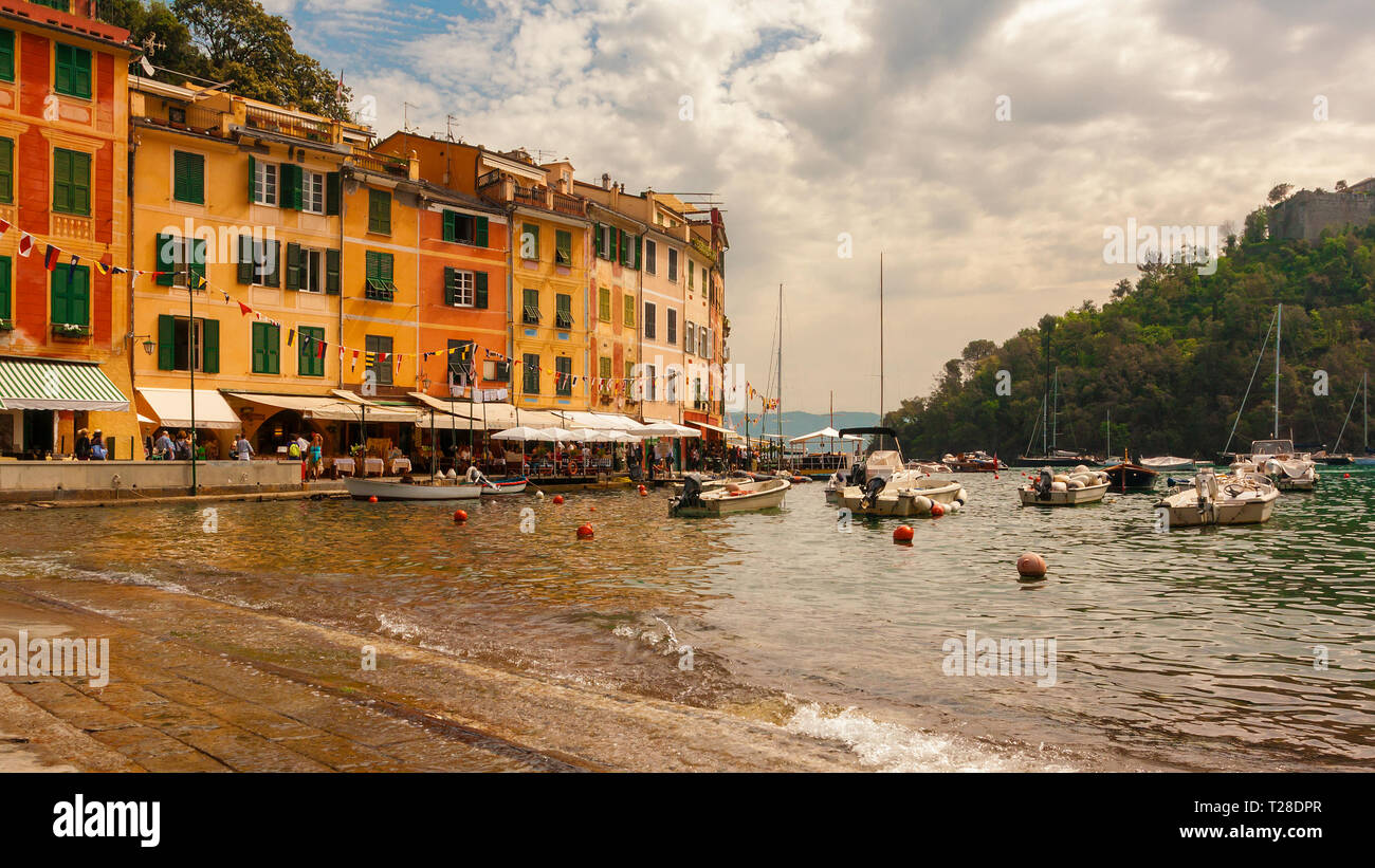 Portofino è vista in Italia Foto Stock