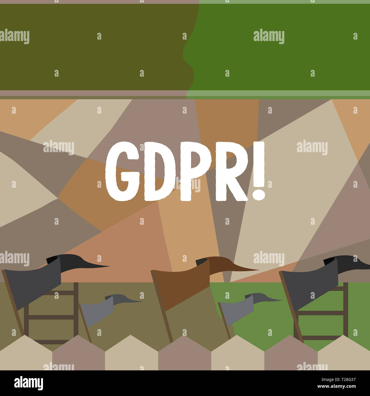 La scrittura della nota mostra il PILR. Concetto di affari generali per la protezione dei dati il Regolamento privacy leggi UE conformità colorato Pennant Streamer bandiera Stick Mou Foto Stock