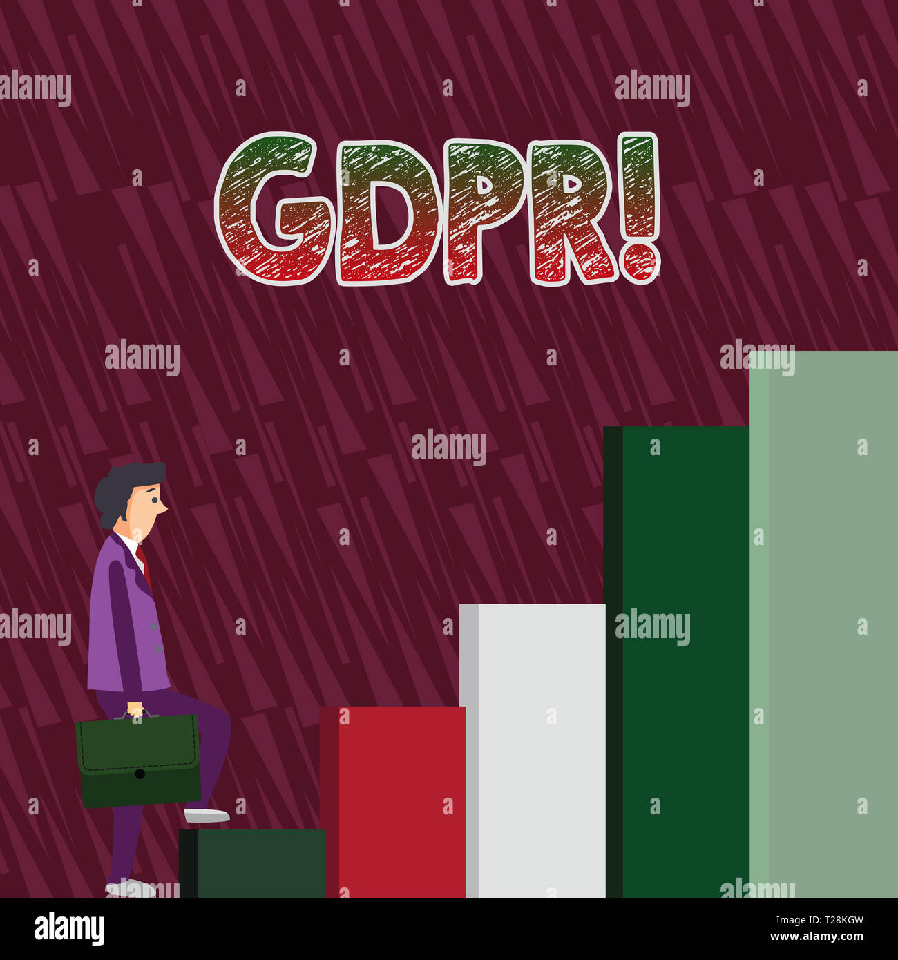 Conceptual la scrittura a mano che mostra il PILR. Concetto significato generale della protezione dei dati il Regolamento privacy leggi UE conformità uomo che porta a una valigetta in Pensiv Foto Stock