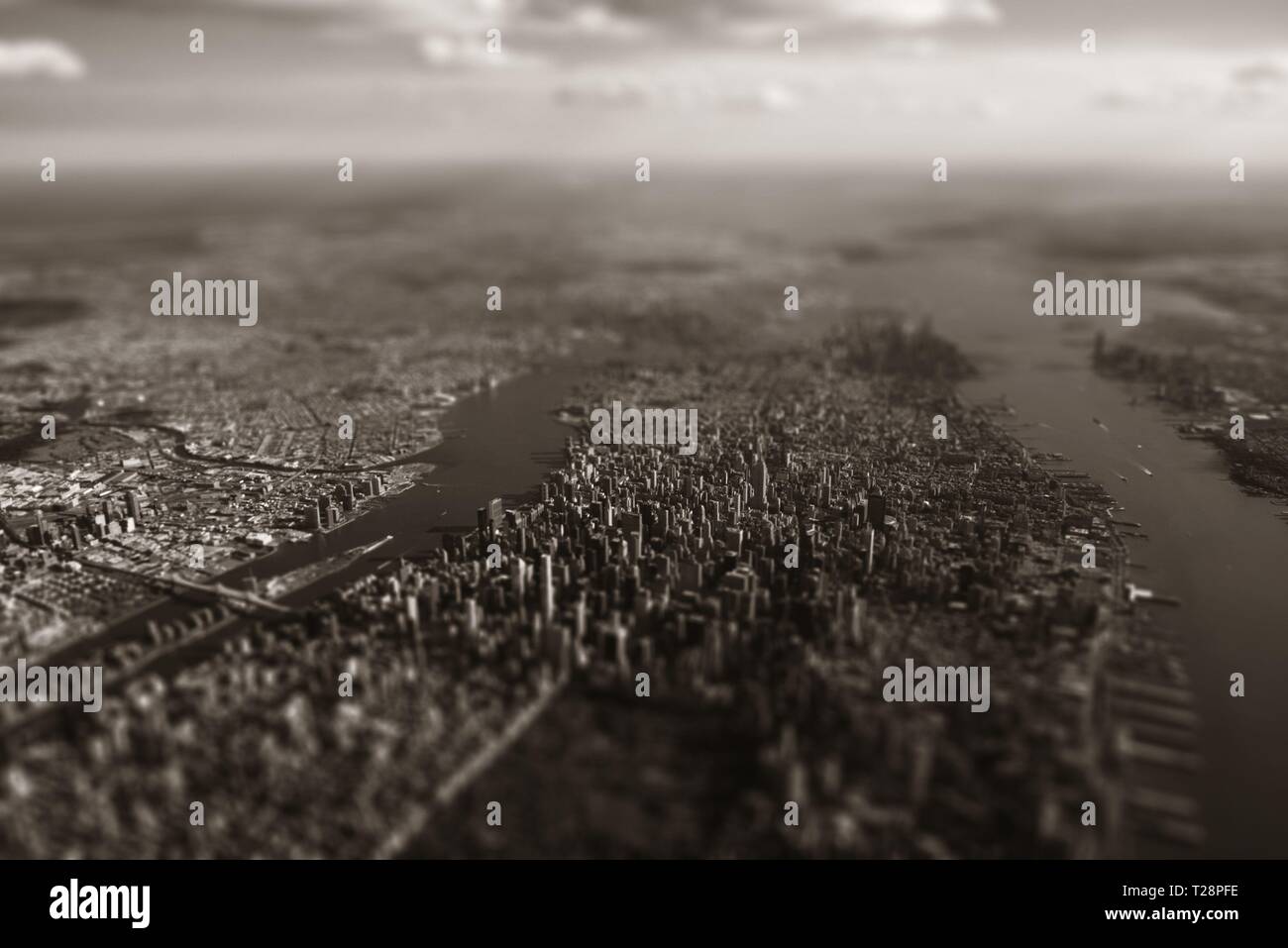 Vista aerea della città di New York tiltshift Foto Stock