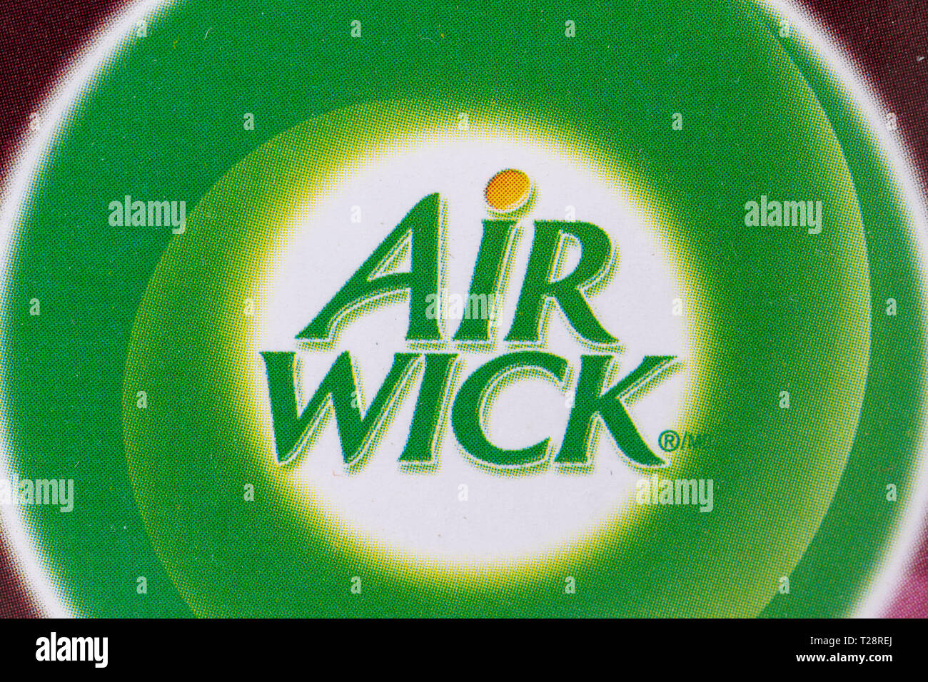 Airwick logo o marchio nella confezione del prodotto, la fotografia macro Foto Stock