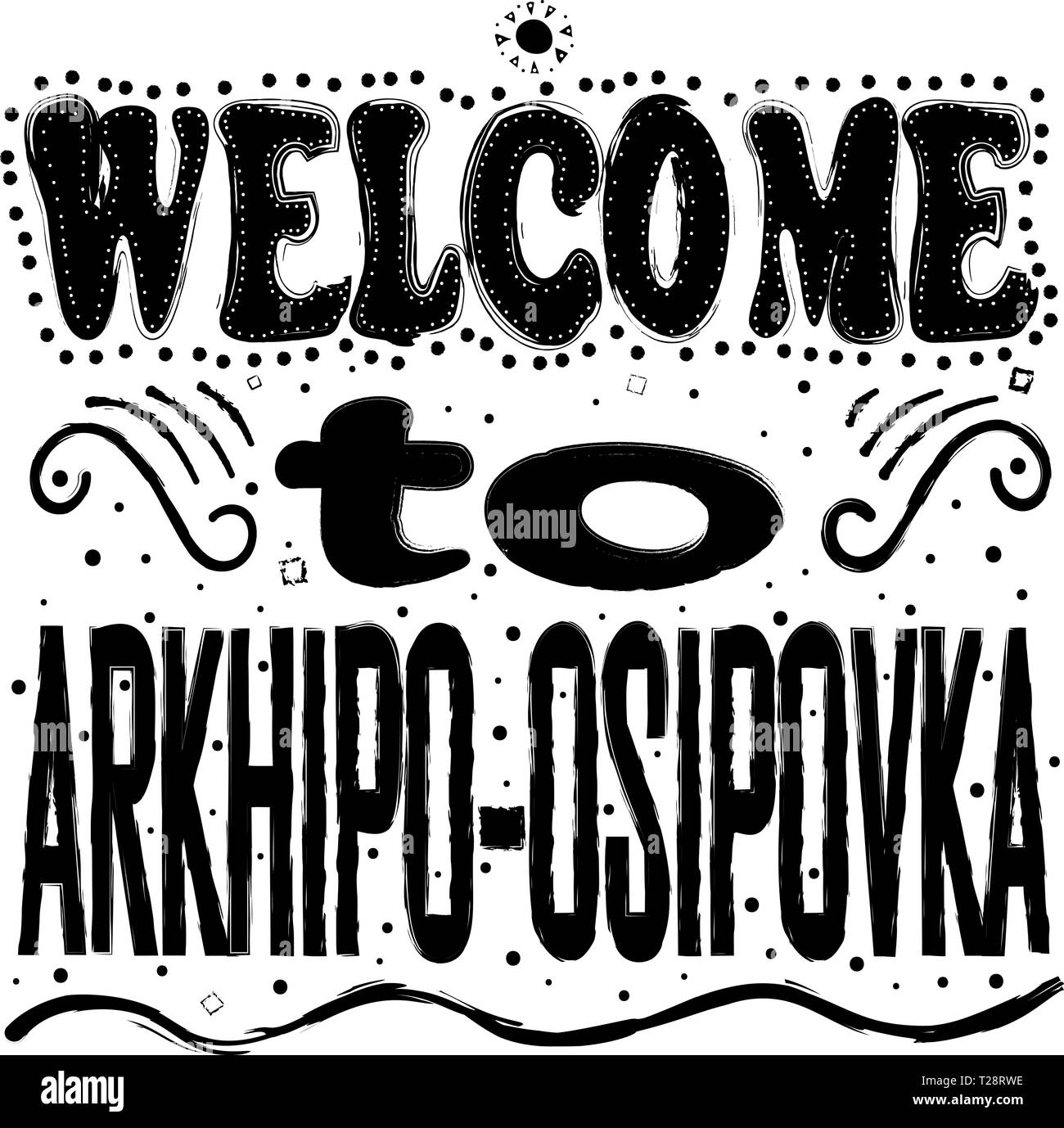 Benvenuto a Arkhipo-Osipovka. È una località rurale e di una località del Mar Nero sotto la giurisdizione del Comune di Gelendzhik in Krai Krasnodar, Russia. Ha Illustrazione Vettoriale