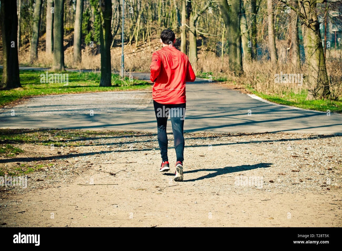 Uomo che corre in natura Foto Stock