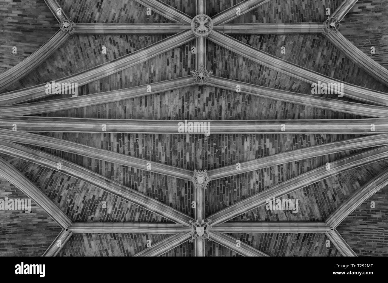 Pietra di sfondo a trama del soffitto della cattedrale gotica di Saint-andré, Bordeaux, Francia Foto Stock