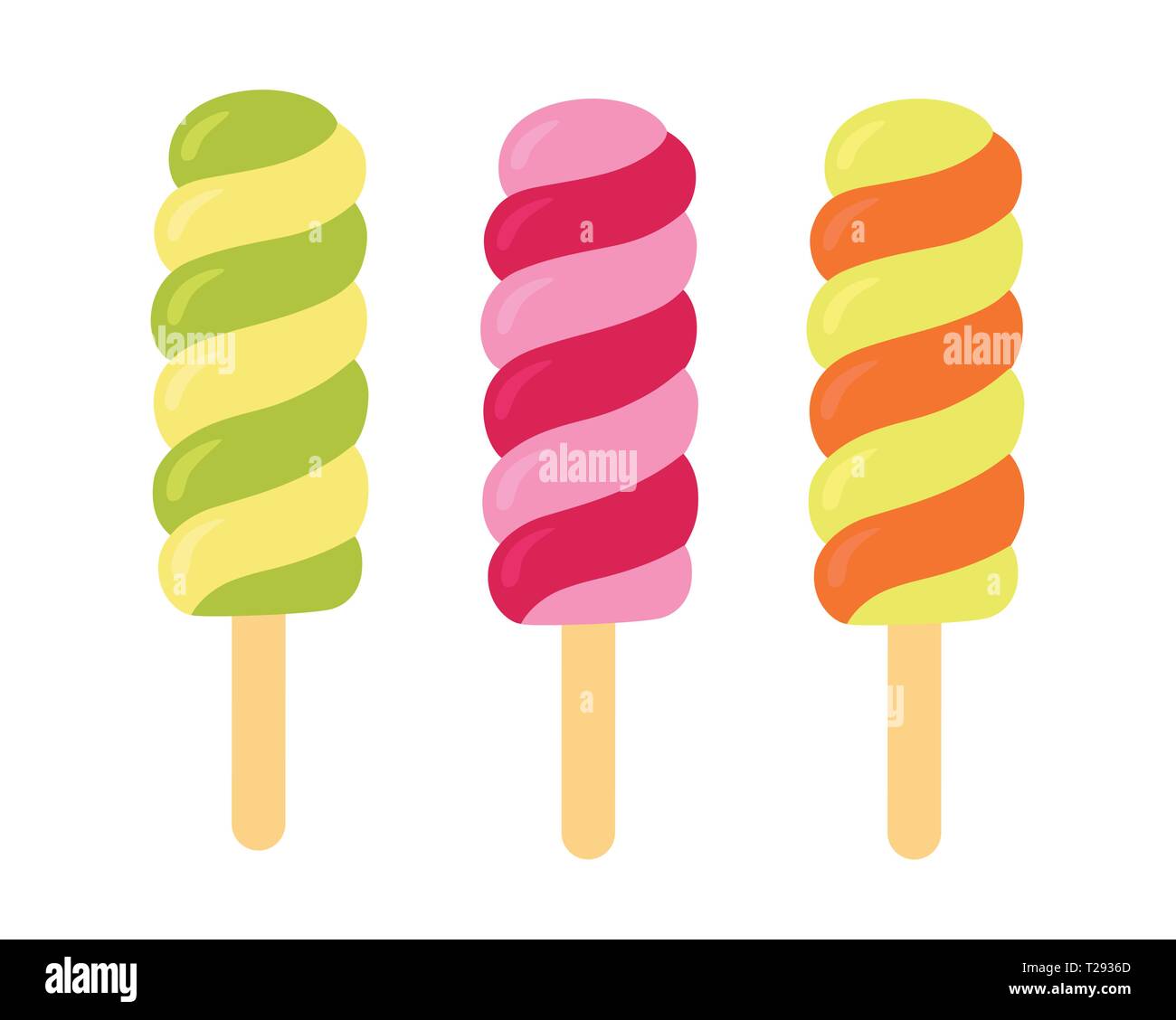 Set di gelati su un bastone Illustrazione Vettoriale