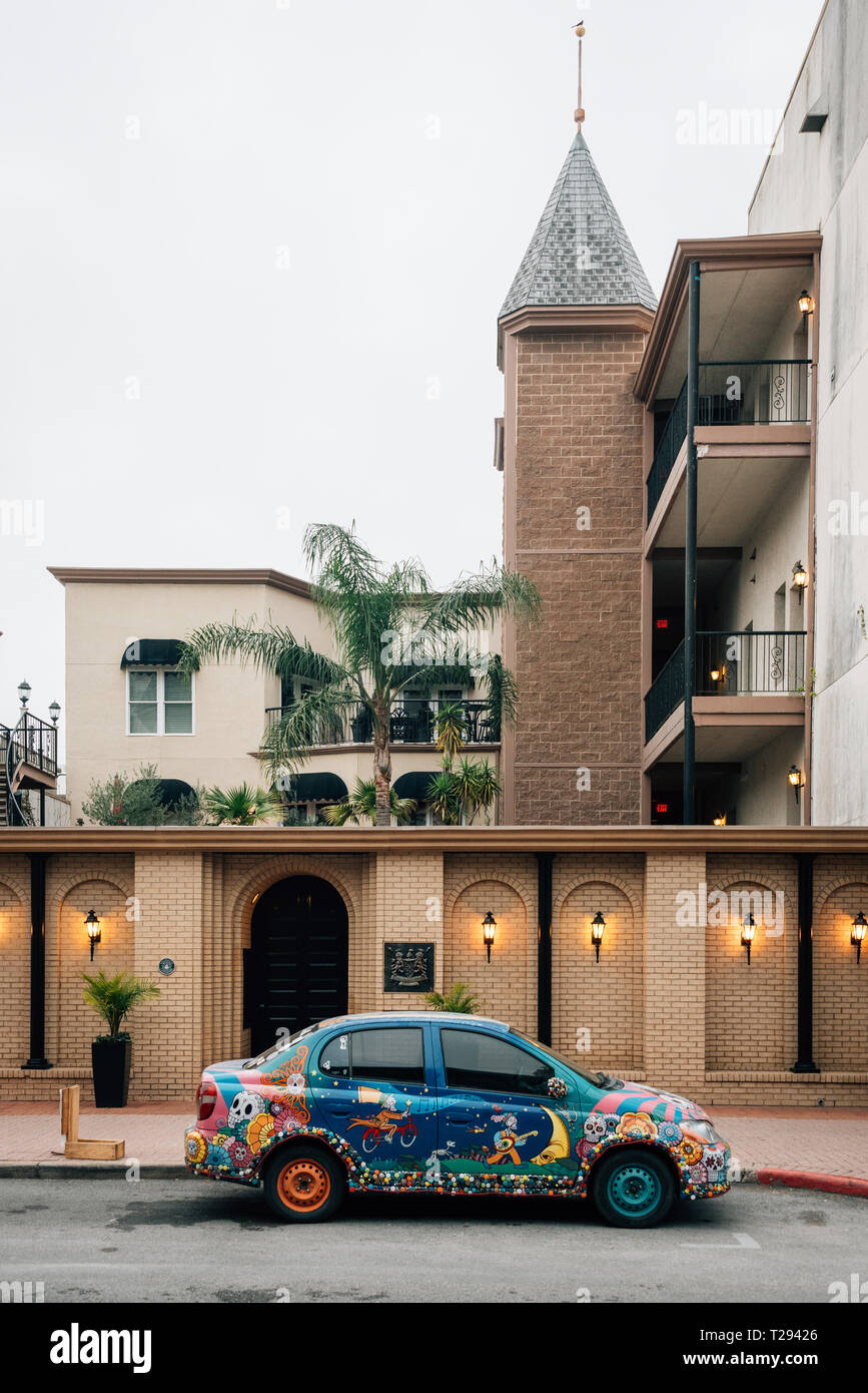 Interessante vettura dipinta in Galveston, Texas Foto Stock
