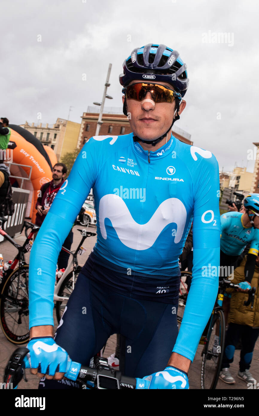 Barcellona, in Catalogna, Spagna. 31 Mar, 2019. Volta a Catalunya in bicicletta all'inizio della fase 7 in Barcellona; Marc Soler del Team Movistar Credito: Azione Sport Plus/Alamy Live News Foto Stock