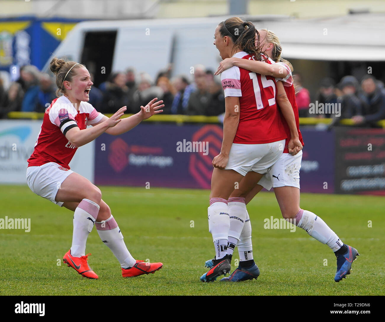 Solihull, Regno Unito. 31 Mar, 2019. SOLIHULL, Inghilterra - MARZO 31: Katie McCabe di Arsenal punteggi il solo obiettivo ed è la vittoria per l'Arsenal e Champions League qualifcation durante la FA DONNA Super League football match tra Birmingham City Donne vs Arsenal donne a Solihull Moors FC, Damson Park a Marzo 31, 2019 a Solihull, Inghilterra. Credit: Azione Foto Sport/Alamy Live News Foto Stock