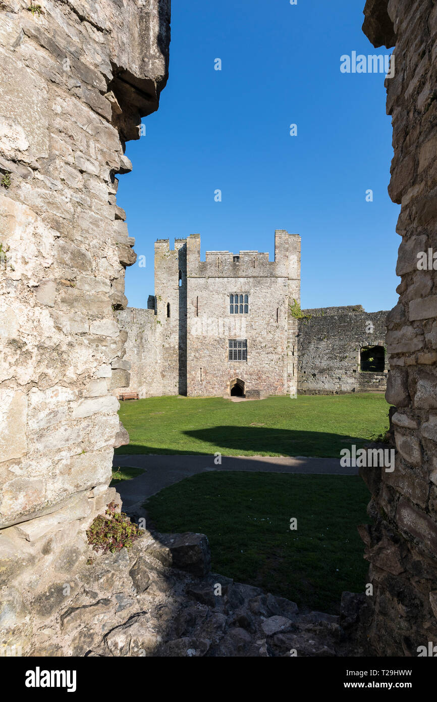 Le rovine del castello di Chepstow in Monmouthshire, Galles del Sud Foto Stock
