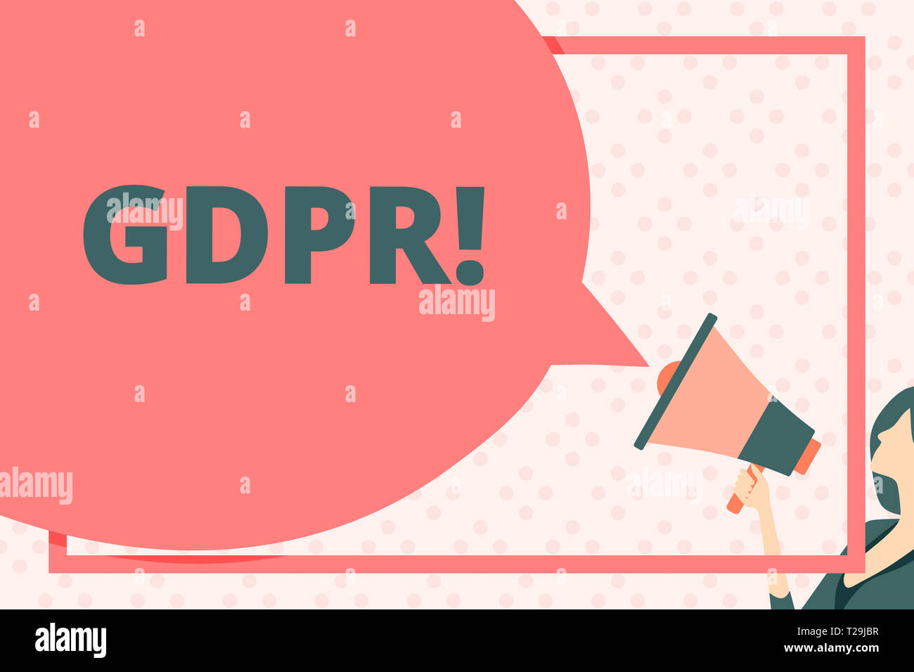 La grafia la scrittura di testo il PILR. Foto concettuale generale della protezione dei dati il Regolamento privacy leggi UE rispetto enorme vuoto discorso bolla forma rotonda. Sl Foto Stock