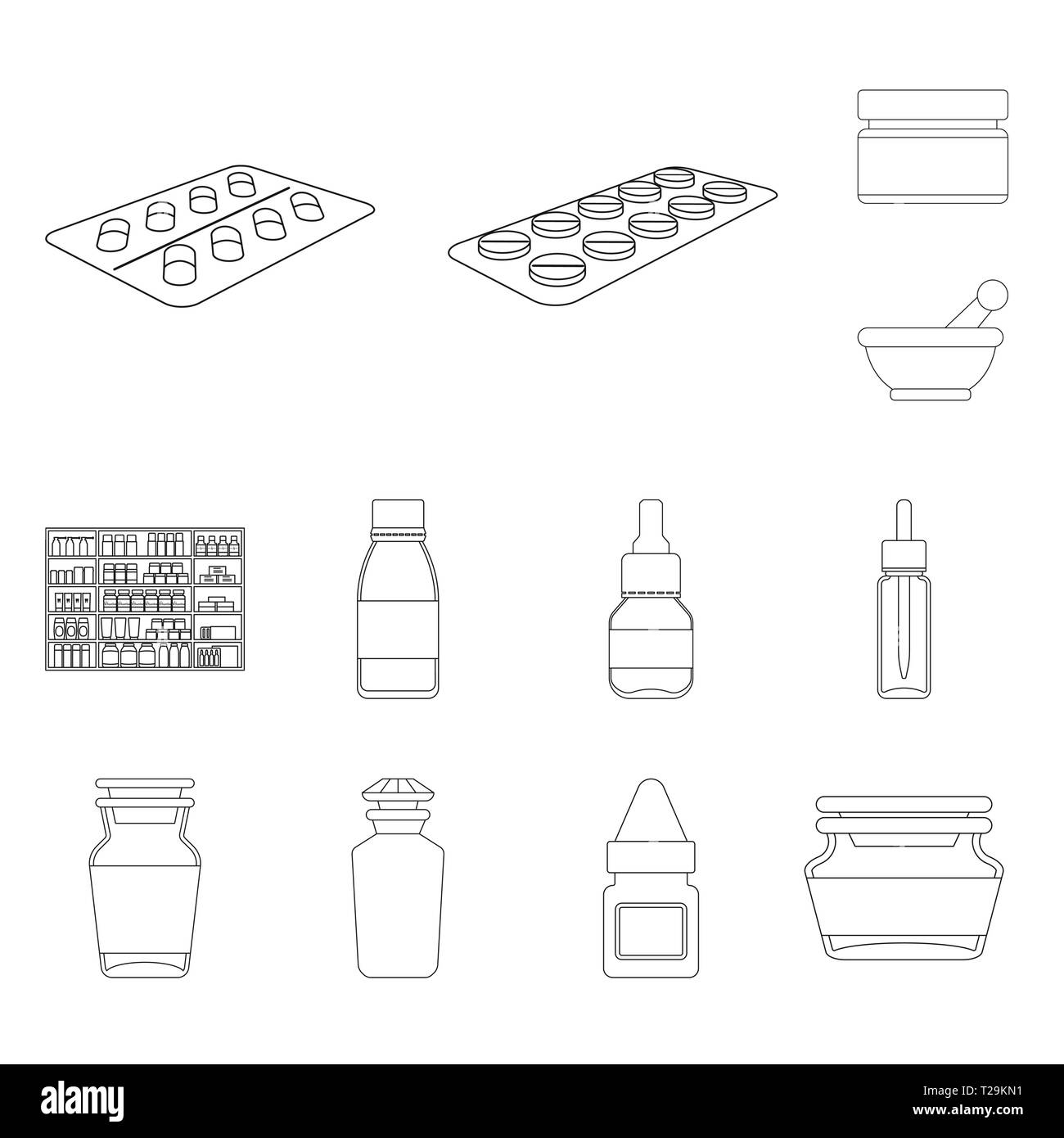 Pillola,bottiglia,ciotola,ripiani,fiala,pack,in plastica, pestello,stock,scende,spray, vetro,farmaco,cap,tradizionale,cosmetic,prescrizione naturale,,contenitore,round,vitamina,farmacia,ripiano,medicamento,prodotto,gel,antibiotico,bevanda,farmacia,pharmaceutical,medicina,la salute,ospedale,guida,negozi,healthcare,trattamento,wellness,impostare,vettore,icona,immagine,isolato,raccolta,design,l'elemento,graphic,segno,contorno,linea vettori vettore , Illustrazione Vettoriale