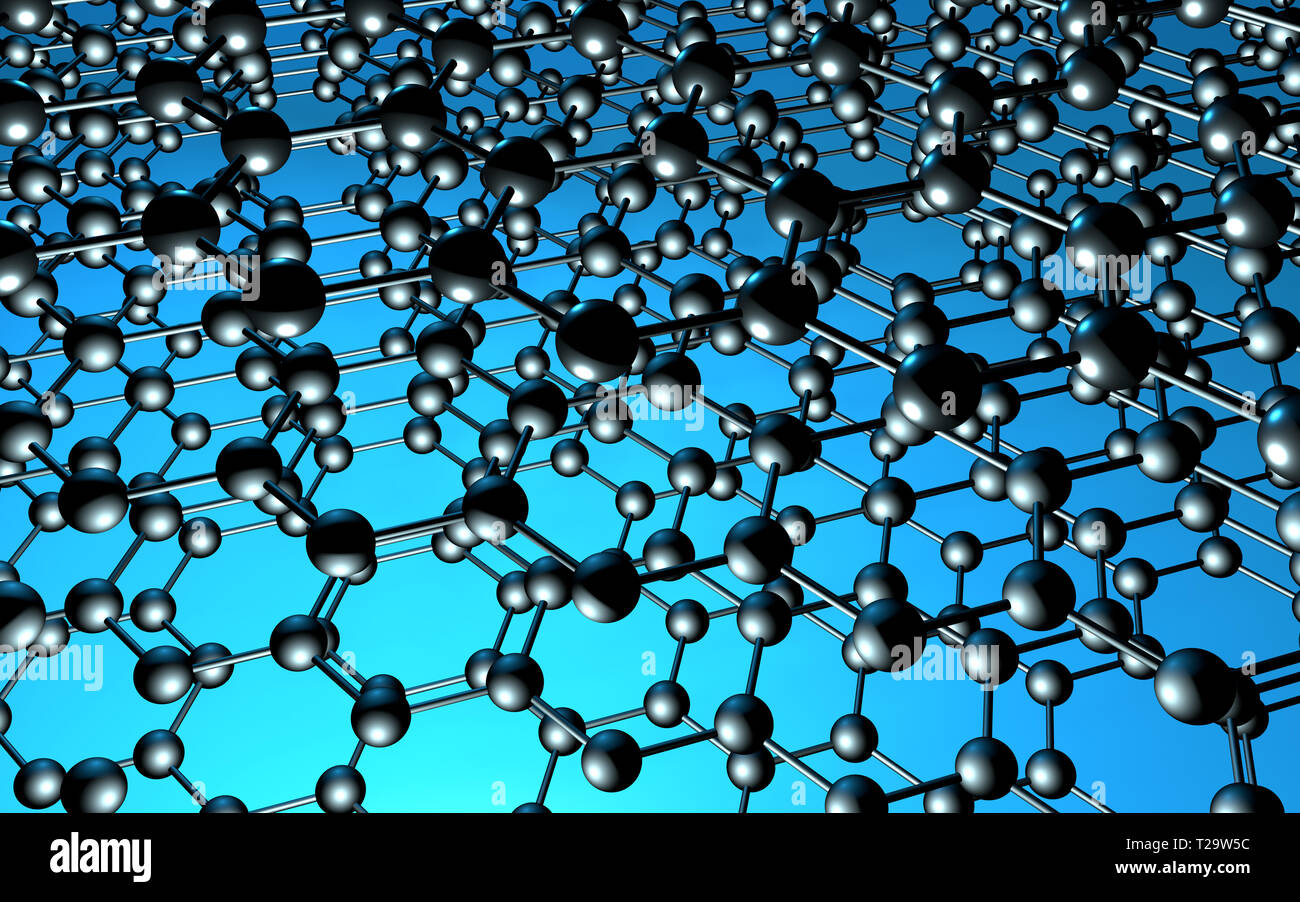 Griglia di carbonio del grafene struttura atomica per lo sfondo delle nanotecnologie Foto Stock
