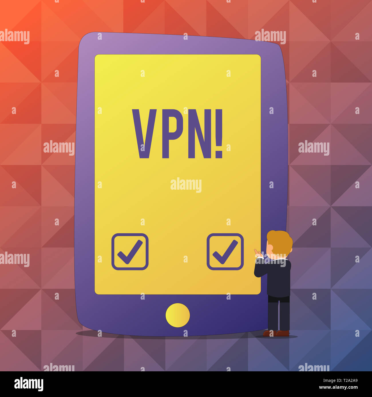 Parola di scrittura di testo VPN. Business photo vetrina virtuale protetta la rete privata attraverso il dominio riservati protetti imprenditore e permanente di Gesturi Foto Stock