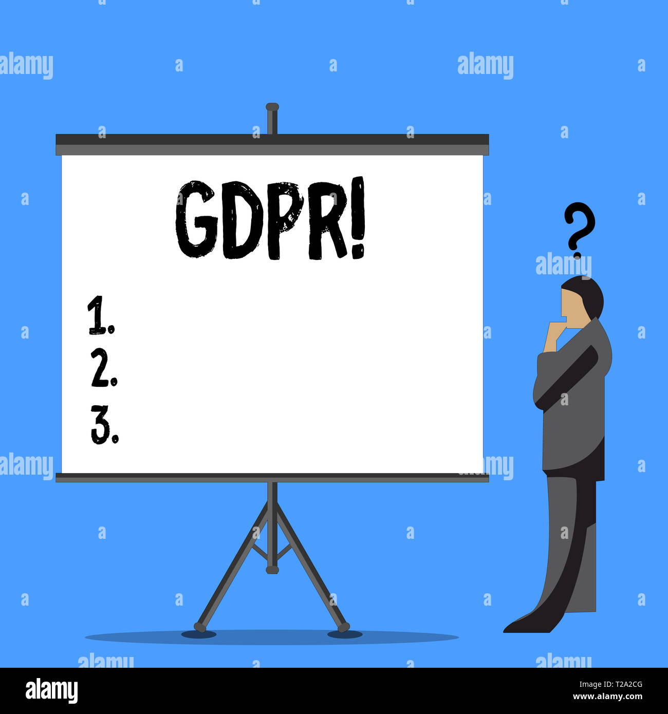 Parola di scrittura di testo il PILR. Business photo presentazione generale della protezione dei dati il Regolamento privacy leggi UE conformità imprenditore con punto interrogativo sopra h Foto Stock